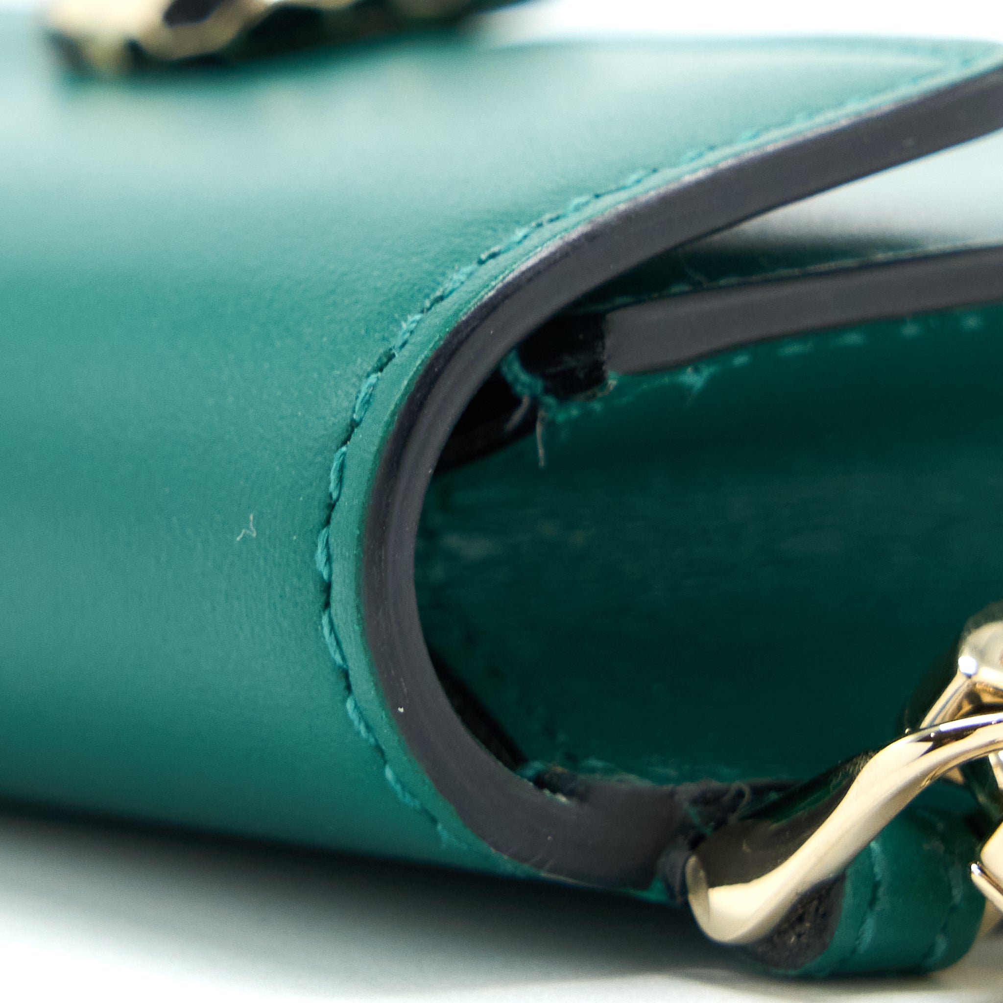 BVLGARI SERPENTI FOREVER CARDHOLDER NECKLACE CALFSKIN GREEN