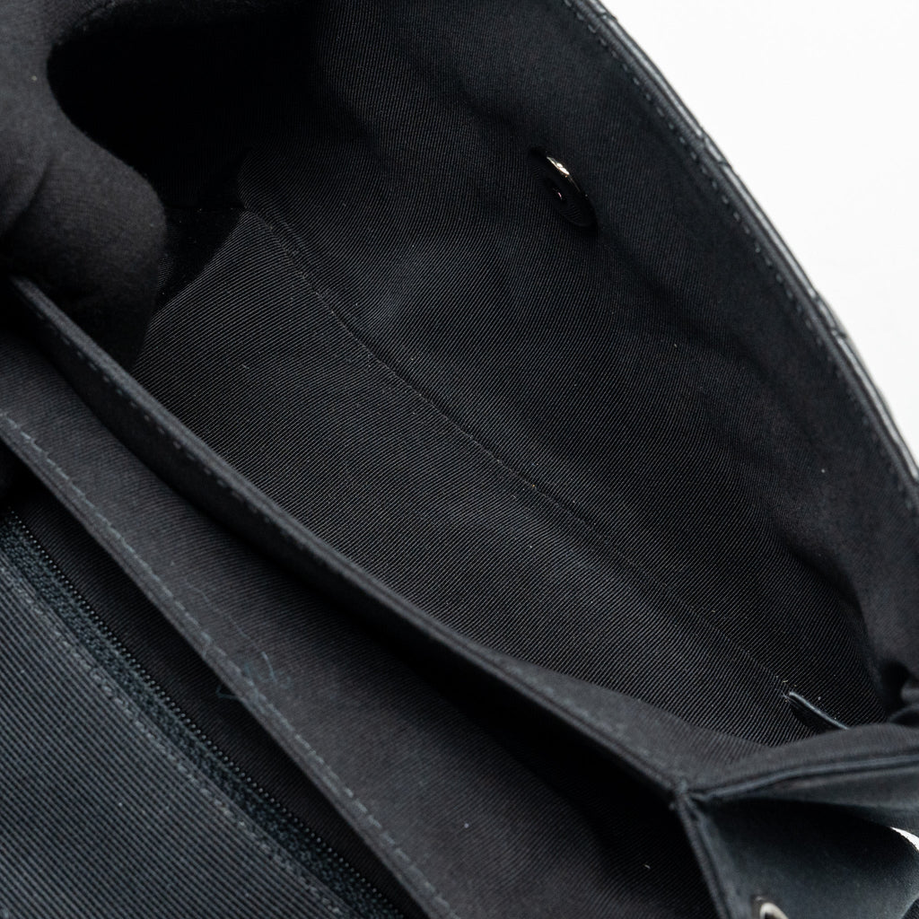 CHANEL QUILTED FLAP BAG LAMBSKIN/FABRIC SO BLACK