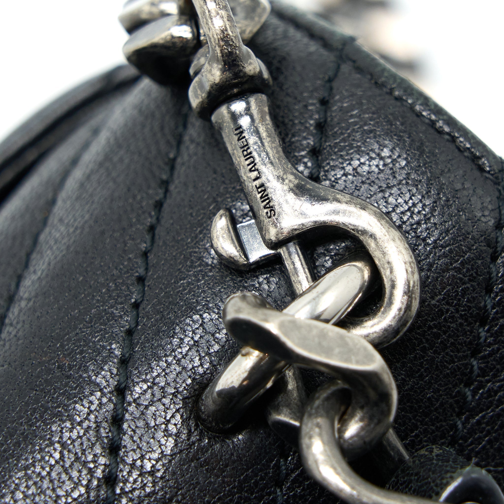 SAINT LAURENT/YSL QUILTED MEDIUM COLLEGE BAG LAMBSKIN BLACK RUTHENIUM HARDWARE