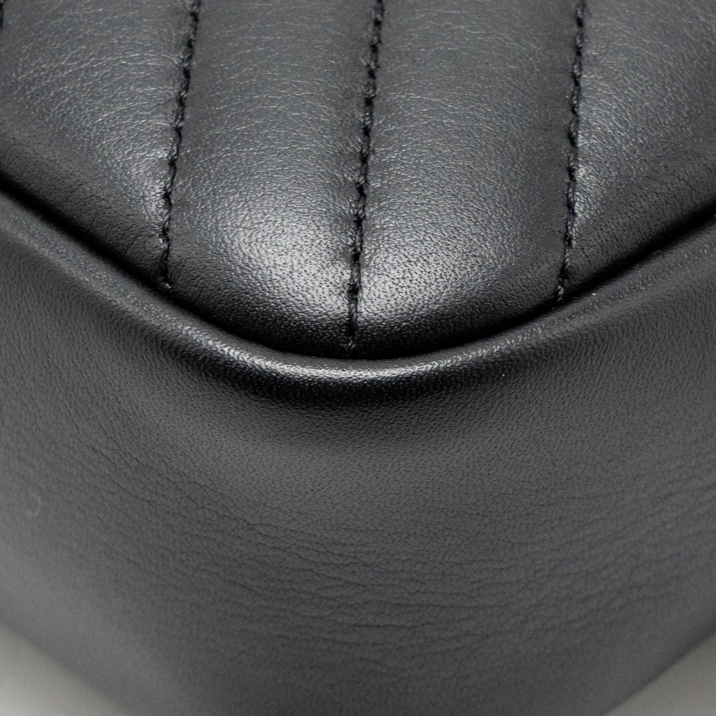 CHANEL DIAGONAL CHEVRON CAMERA BAG WITH DETAILED TASSEL CALFSKIN BLACK SHW