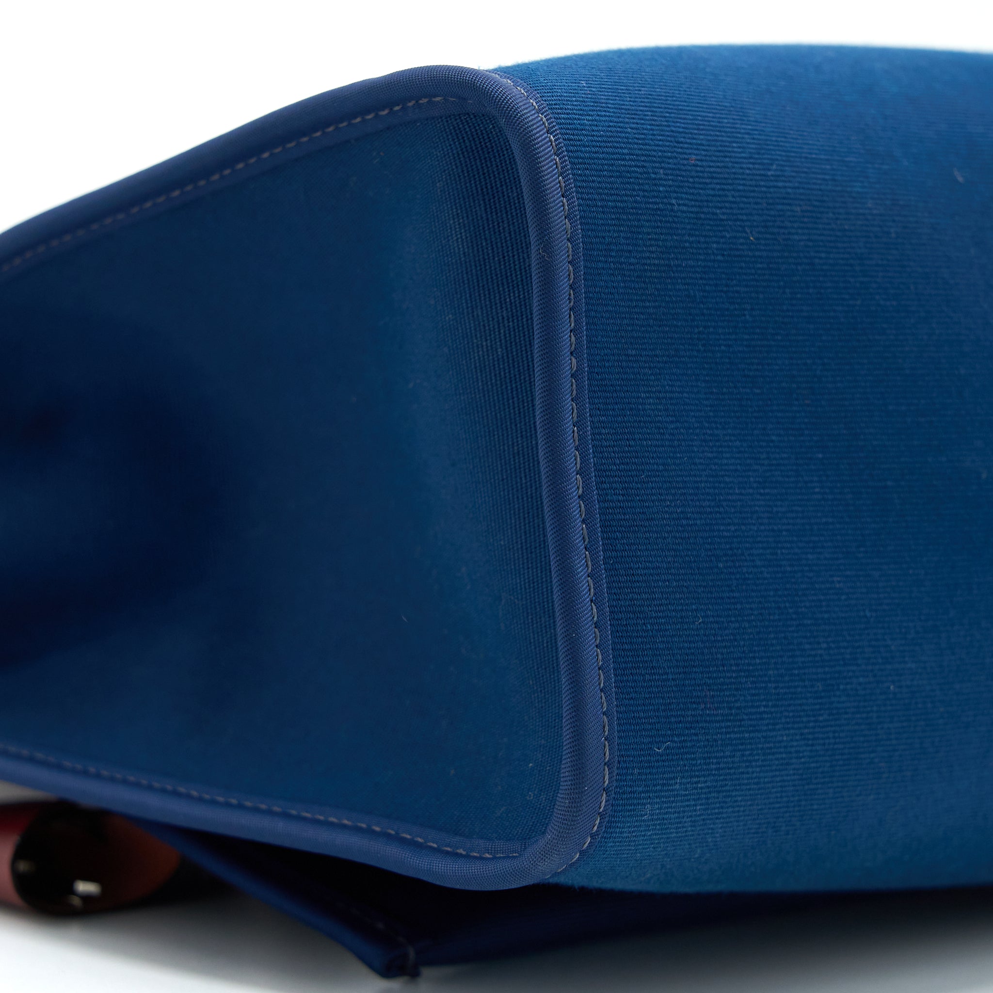 HERMES HERBAG ZIP 31 LEATHER/CANVAS BLUE/RED SHW