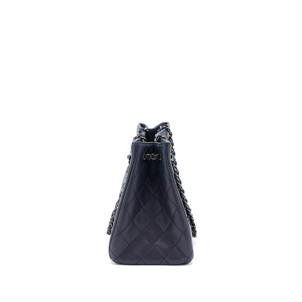 CHANEL TOTE BAG CAVIAR NAVY RUTHENIUM HARDWARE