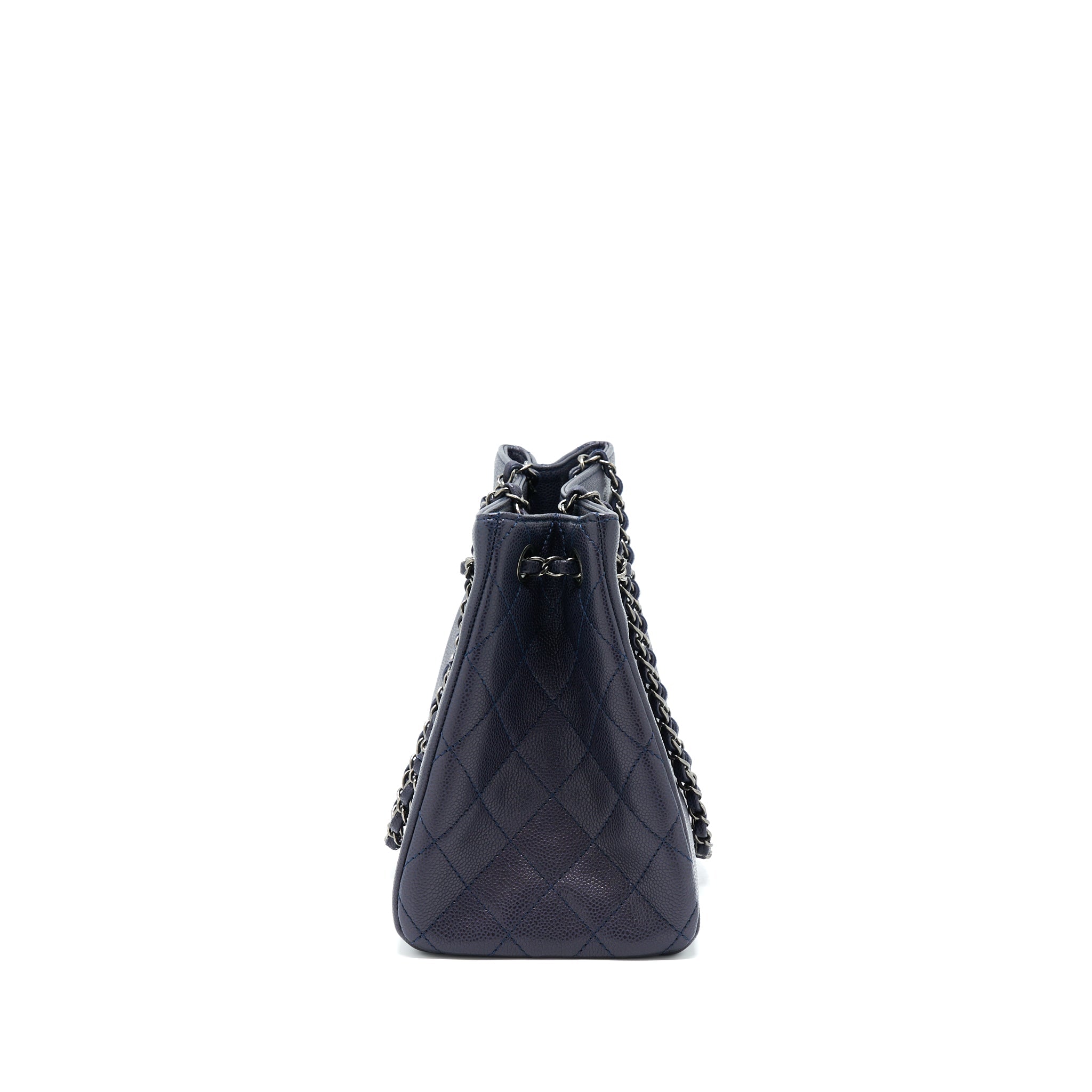 CHANEL TOTE BAG CAVIAR NAVY RUTHENIUM HARDWARE