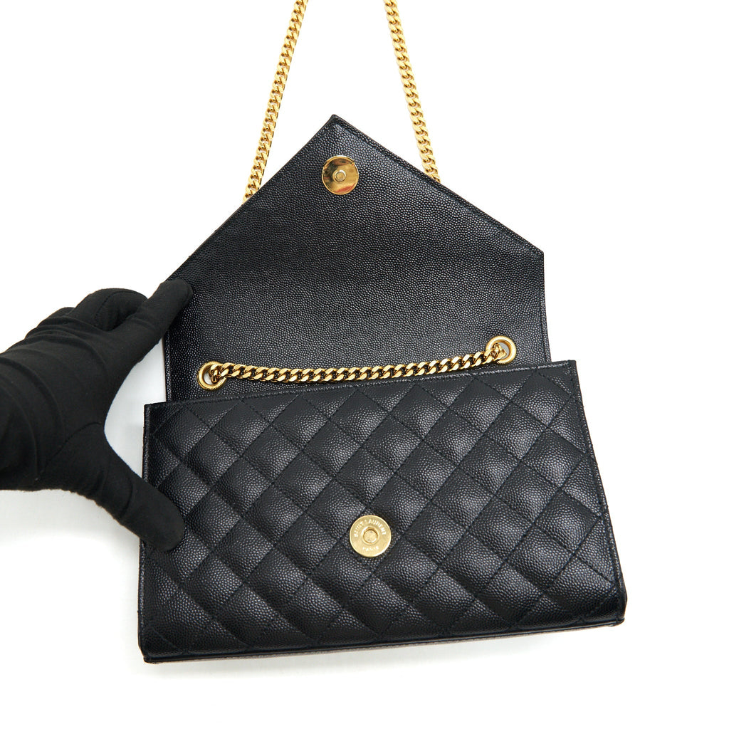 LAURENT SMALL ENVELOPE CROSSBODY BAG BLACK WITH GHW