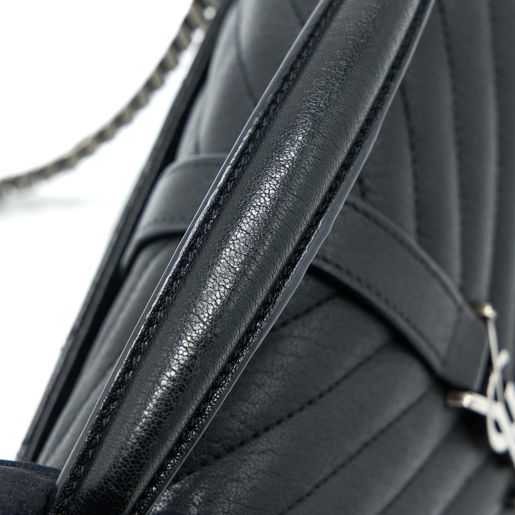 SAINT LAURENT/YSL QUILTED MEDIUM COLLEGE BAG LAMBSKIN BLACK RUTHENIUM HARDWARE