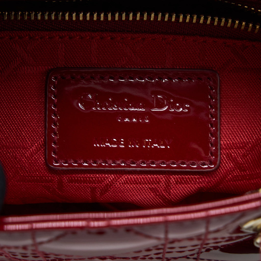 DIOR MINI LADY DIOR PATENT RED GHW