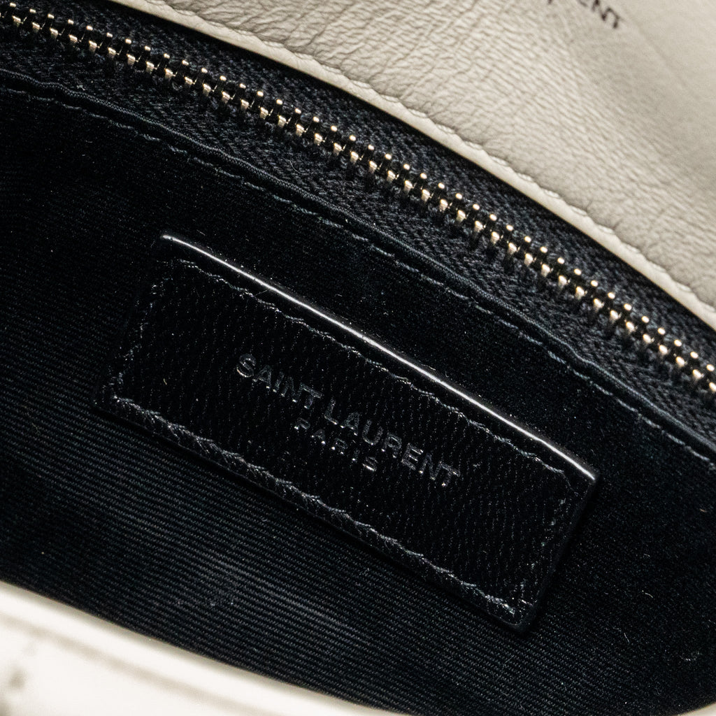 SAINT LAURENT SMALL LOULOU PUFFER SHOULDER BAG LAMBSKIN BLANC VINTAGE RUTHENIUM HARDWARE