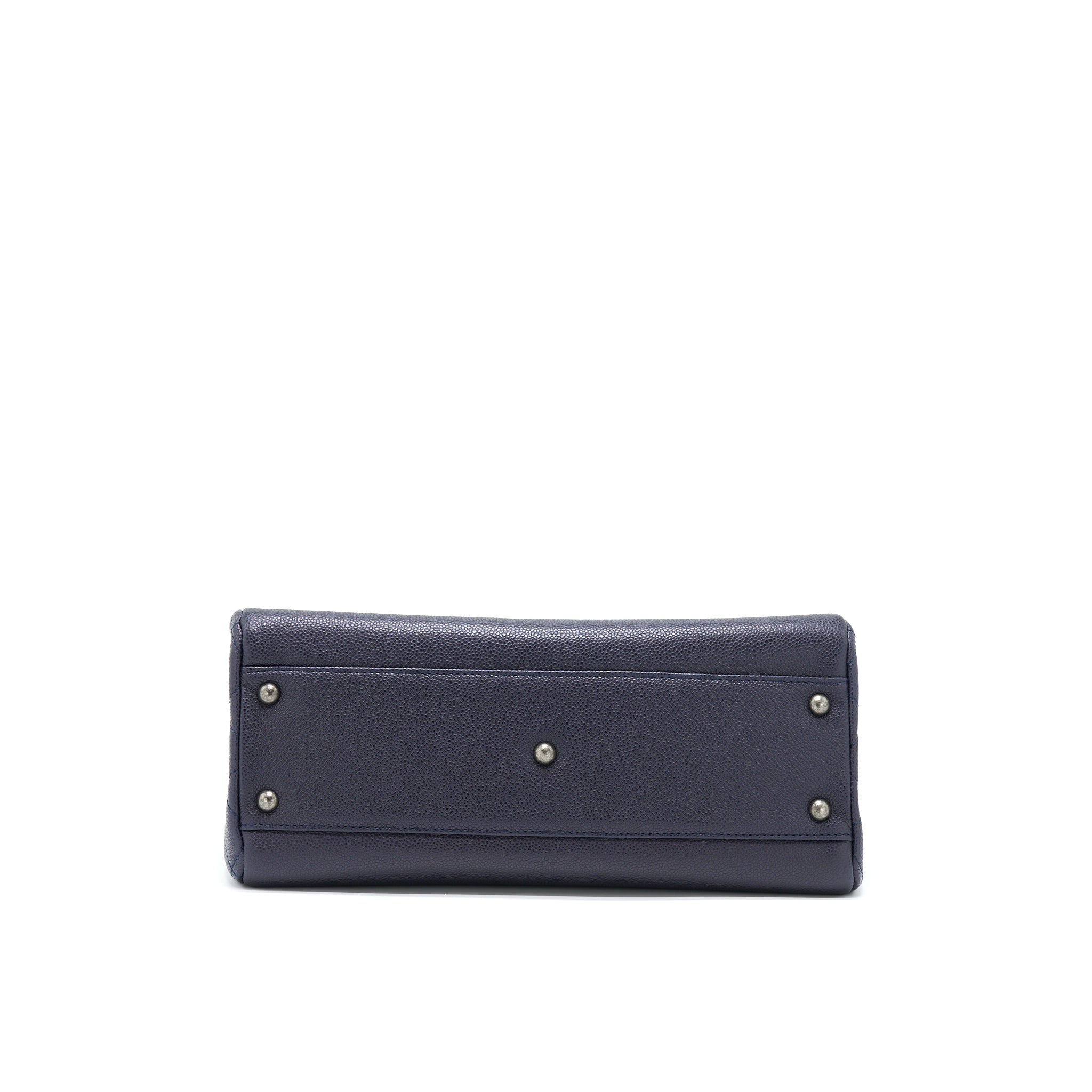 CHANEL TOTE BAG CAVIAR NAVY RUTHENIUM HARDWARE