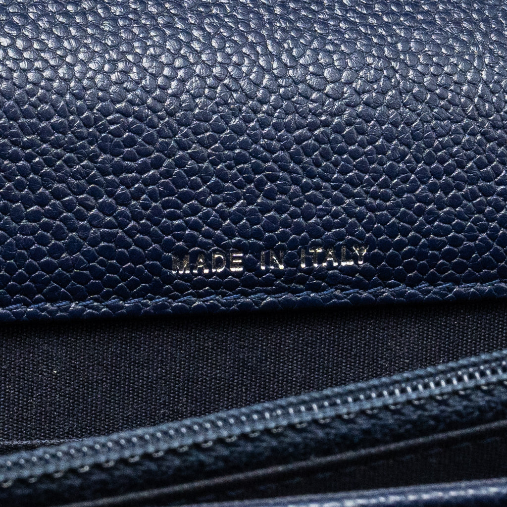 CHANEL SQUARE CHEVRON WALLET ON CHAIN NAVY CAVIAR NAVY SHW