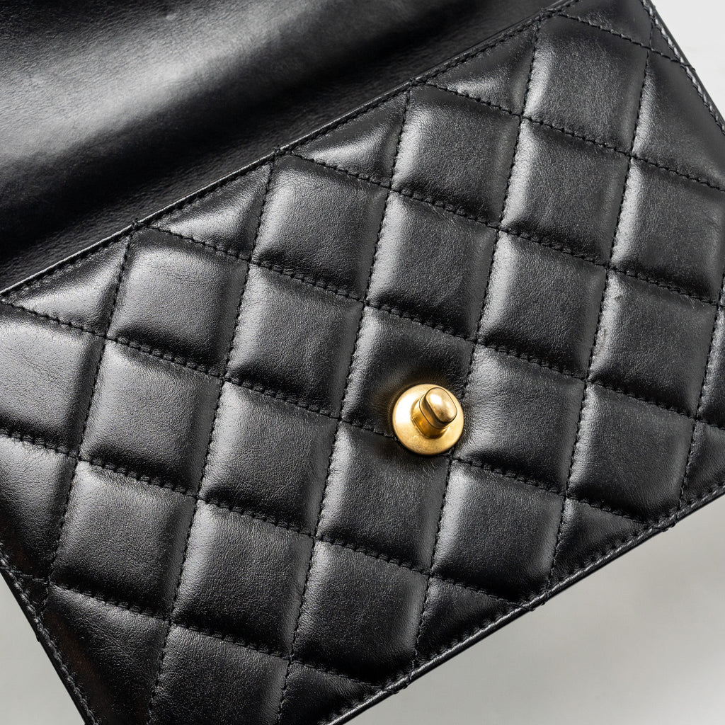 CHANEL GOLD CRUSH FLAP BAG CALFSKIN BLACK GHW (MICROCHIP)