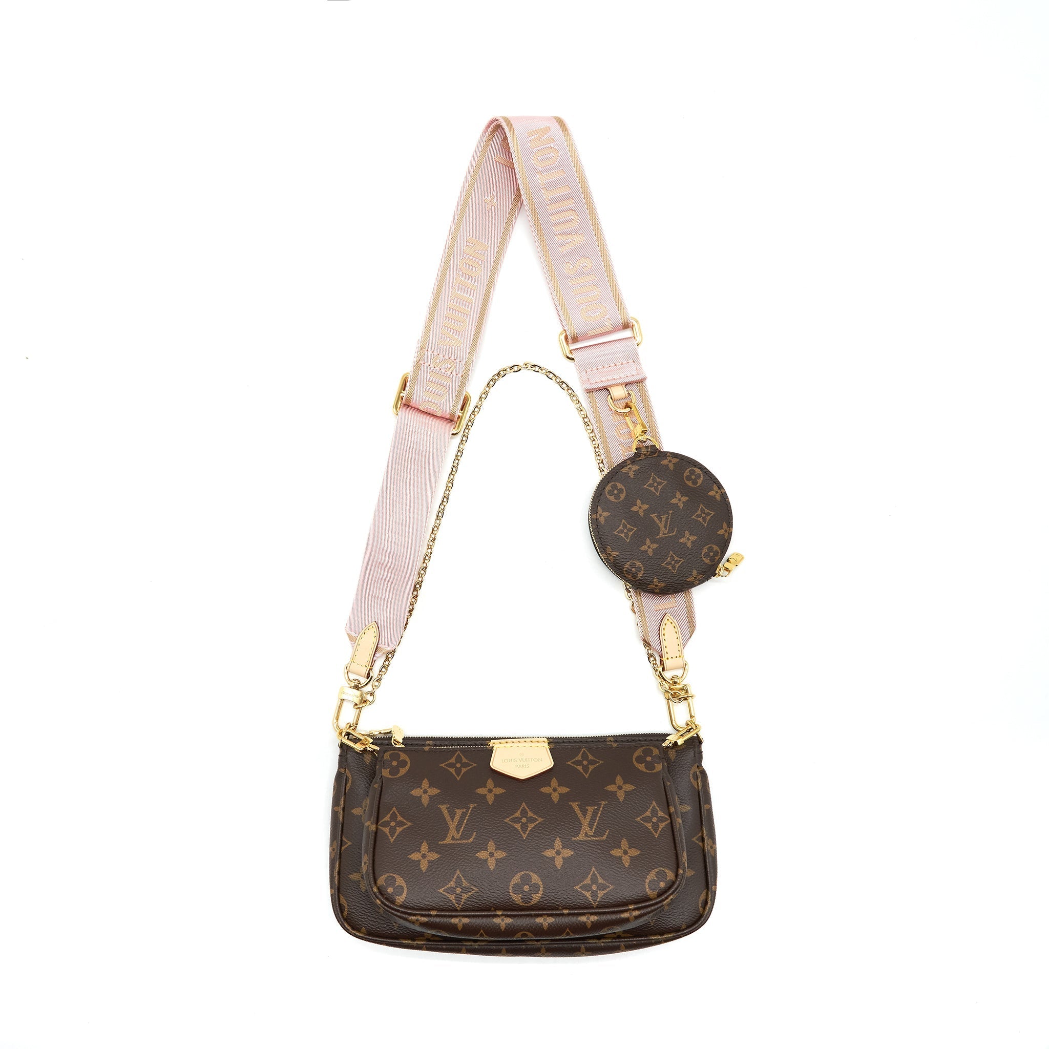 LOUIS VUITTON MULTI POCHETTE ACCESSORIES PINK STRAP