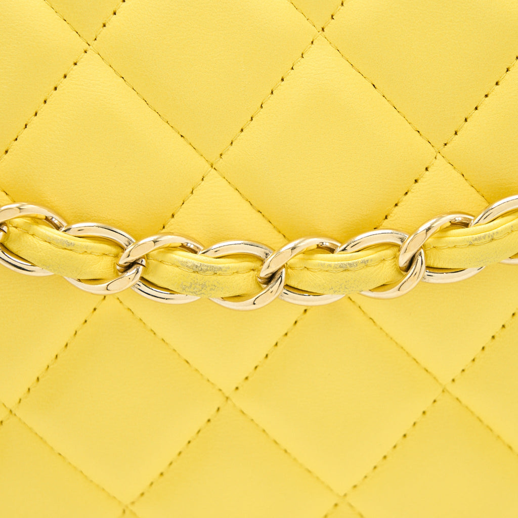 CHANEL MAXI CLASSIC DOUBLE FLAP BAG LAMBSKIN YELLOW LGHW