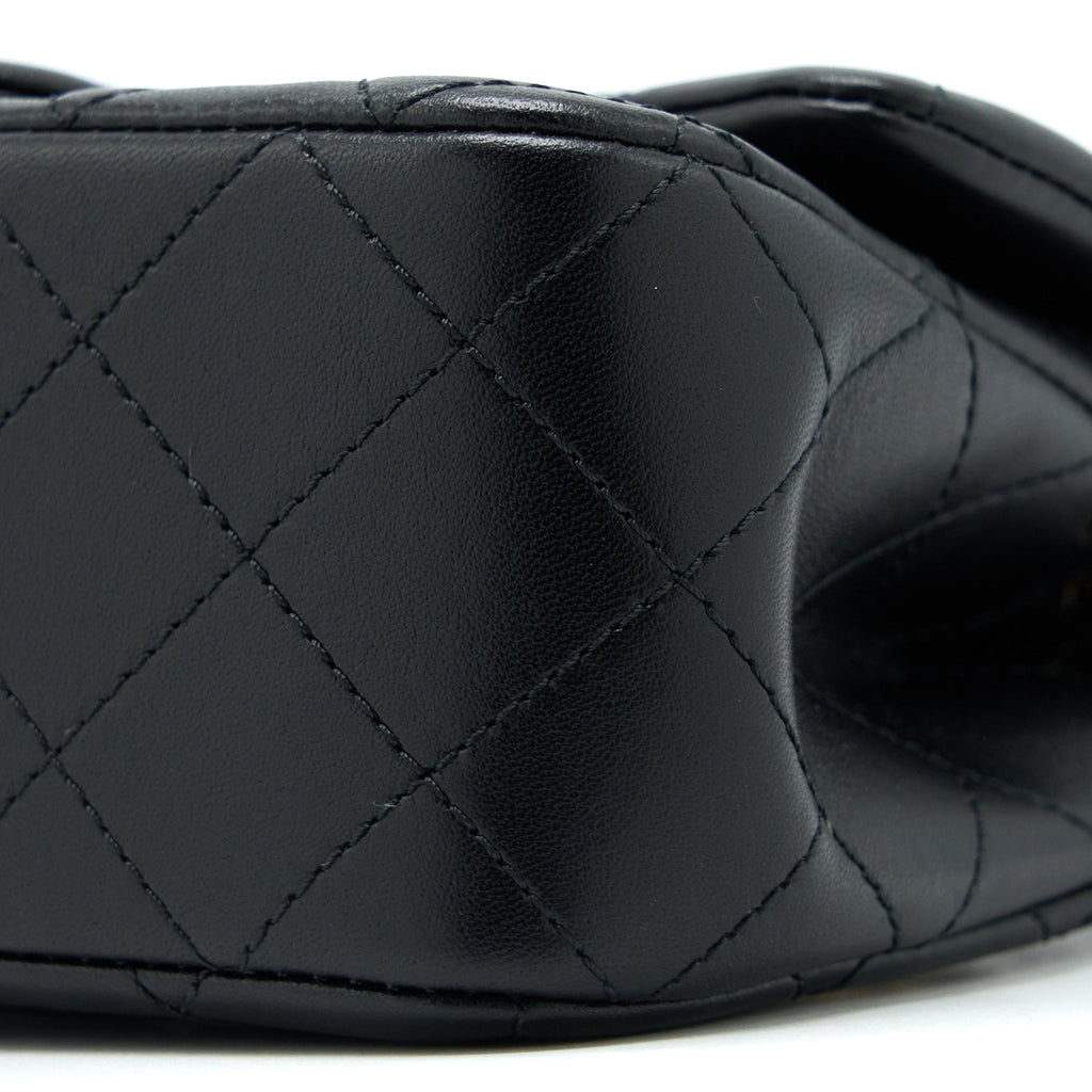 CHANEL 23C PEARL CRUSH MINI RECTANGULAR LAMBSKIN BLACK LGHW (MICROCHIP)