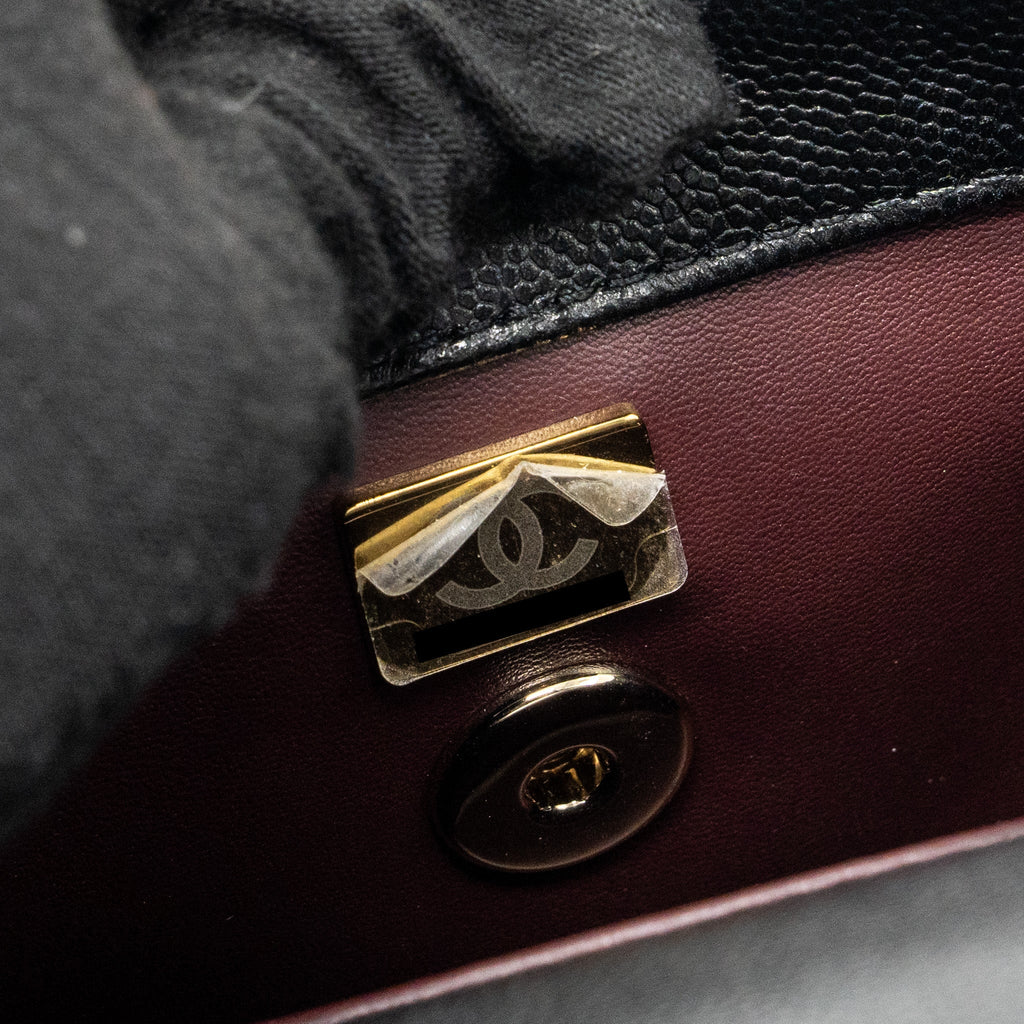 CHANEL SMALL COCO HANDLE CAVIAR BLACK LGHW  (MICROCHIP)