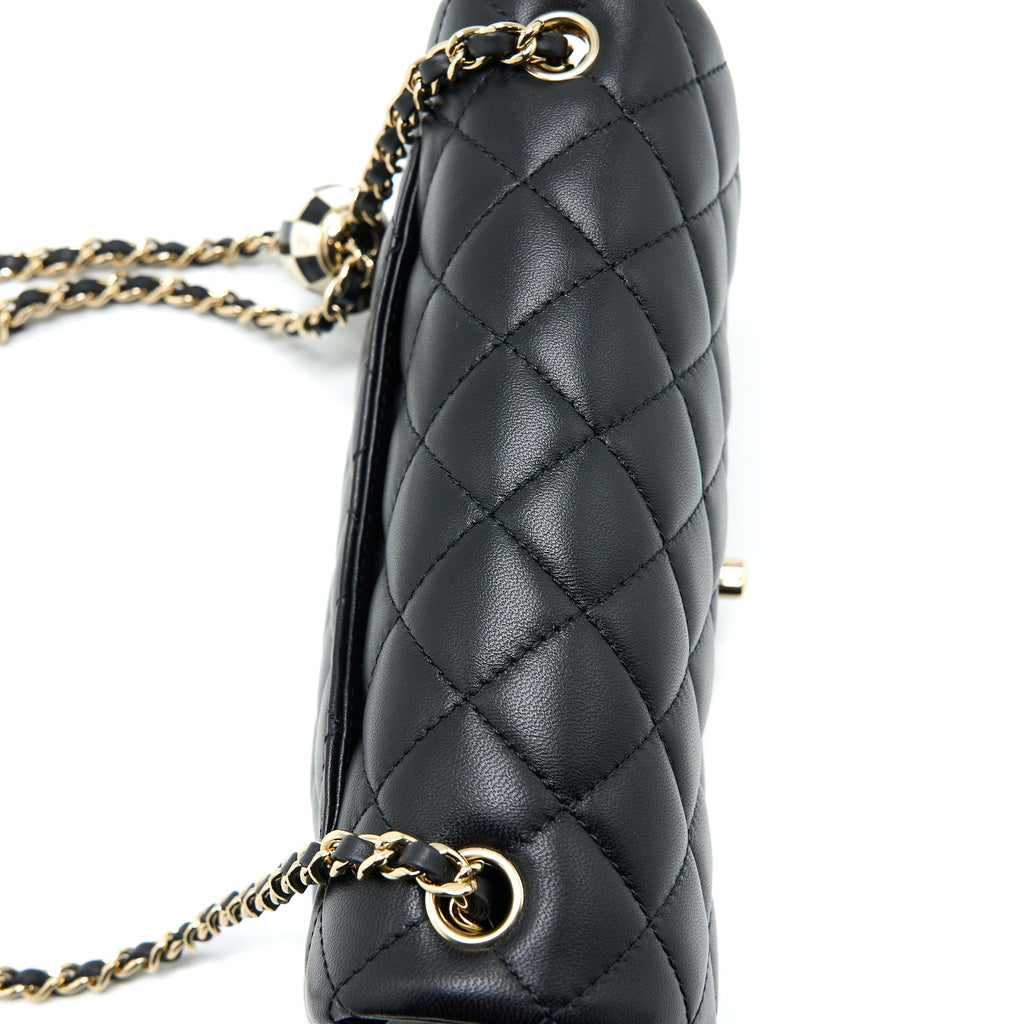CHANEL 23C PEARL CRUSH MINI RECTANGULAR LAMBSKIN BLACK LGHW (MICROCHIP)