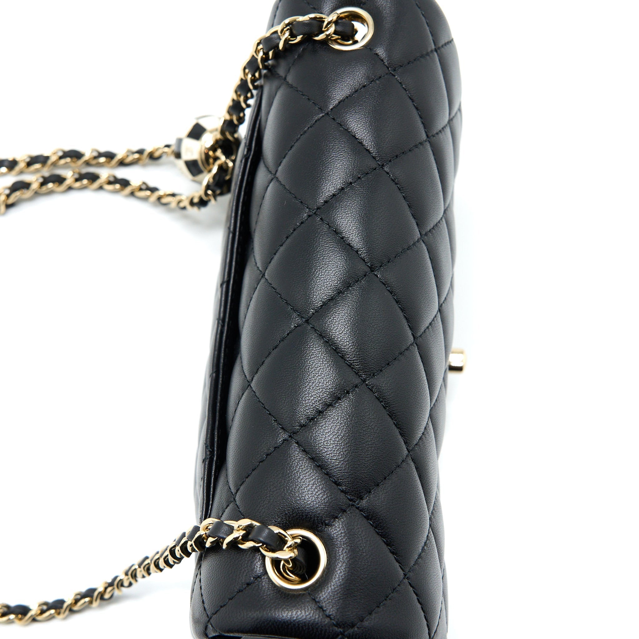CHANEL 23C PEARL CRUSH MINI RECTANGULAR LAMBSKIN BLACK LGHW (MICROCHIP)