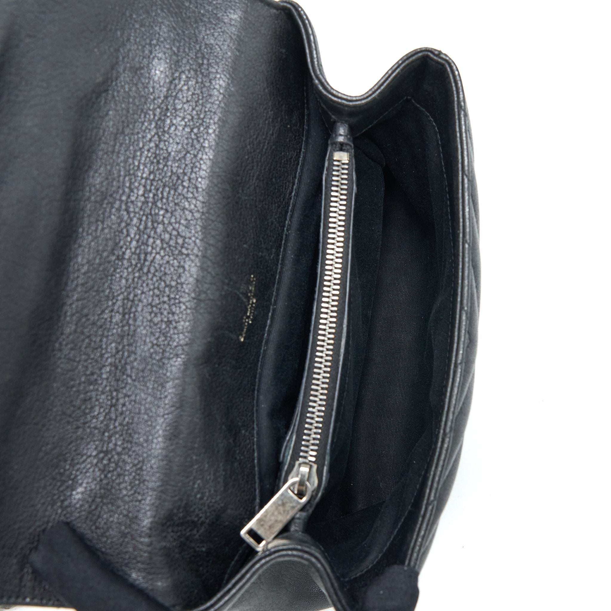 SAINT LAURENT/YSL QUILTED MEDIUM COLLEGE BAG LAMBSKIN BLACK RUTHENIUM HARDWARE