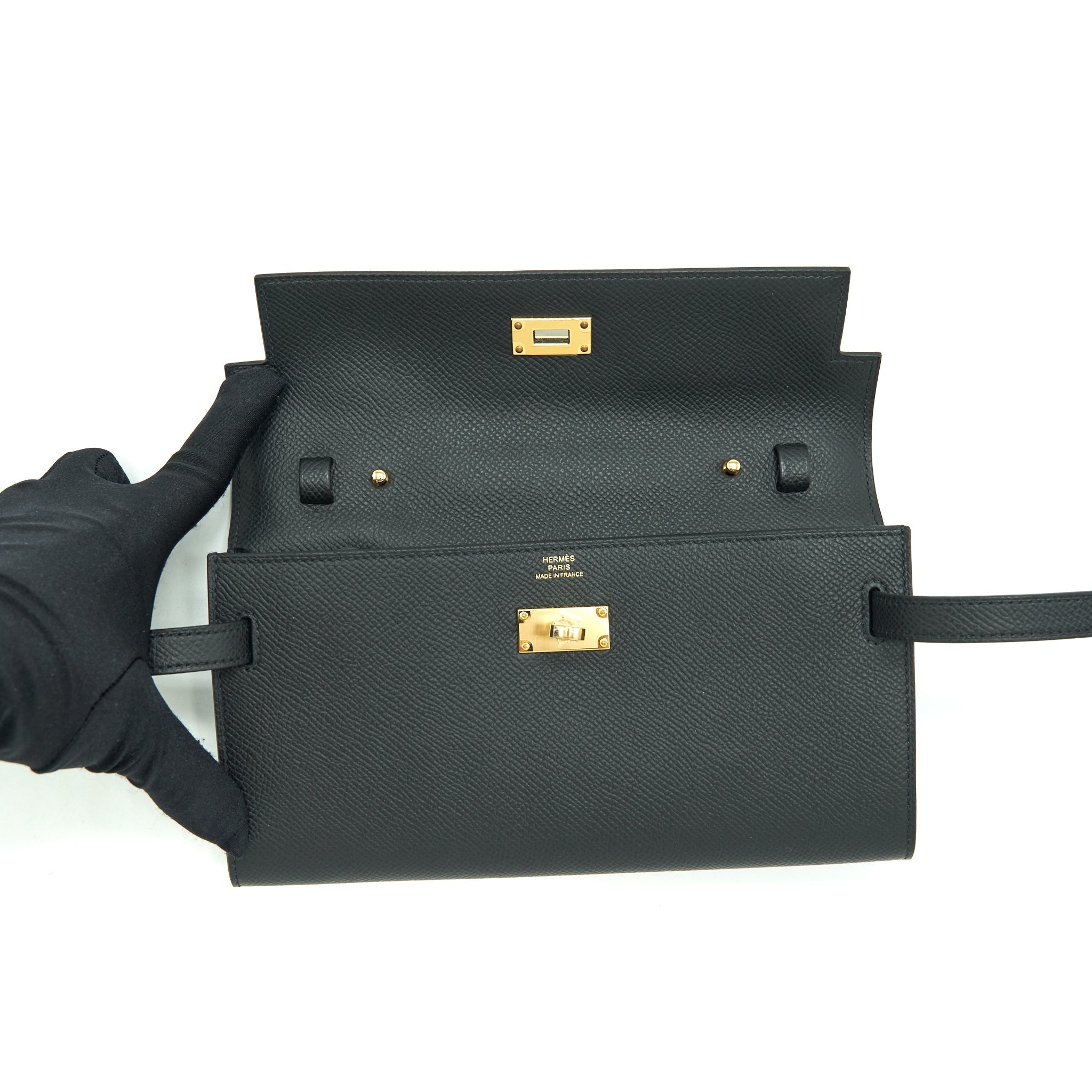 HERMES KELLY CLASSIQUE TO GO WALLET EPSOM BLACK GHW