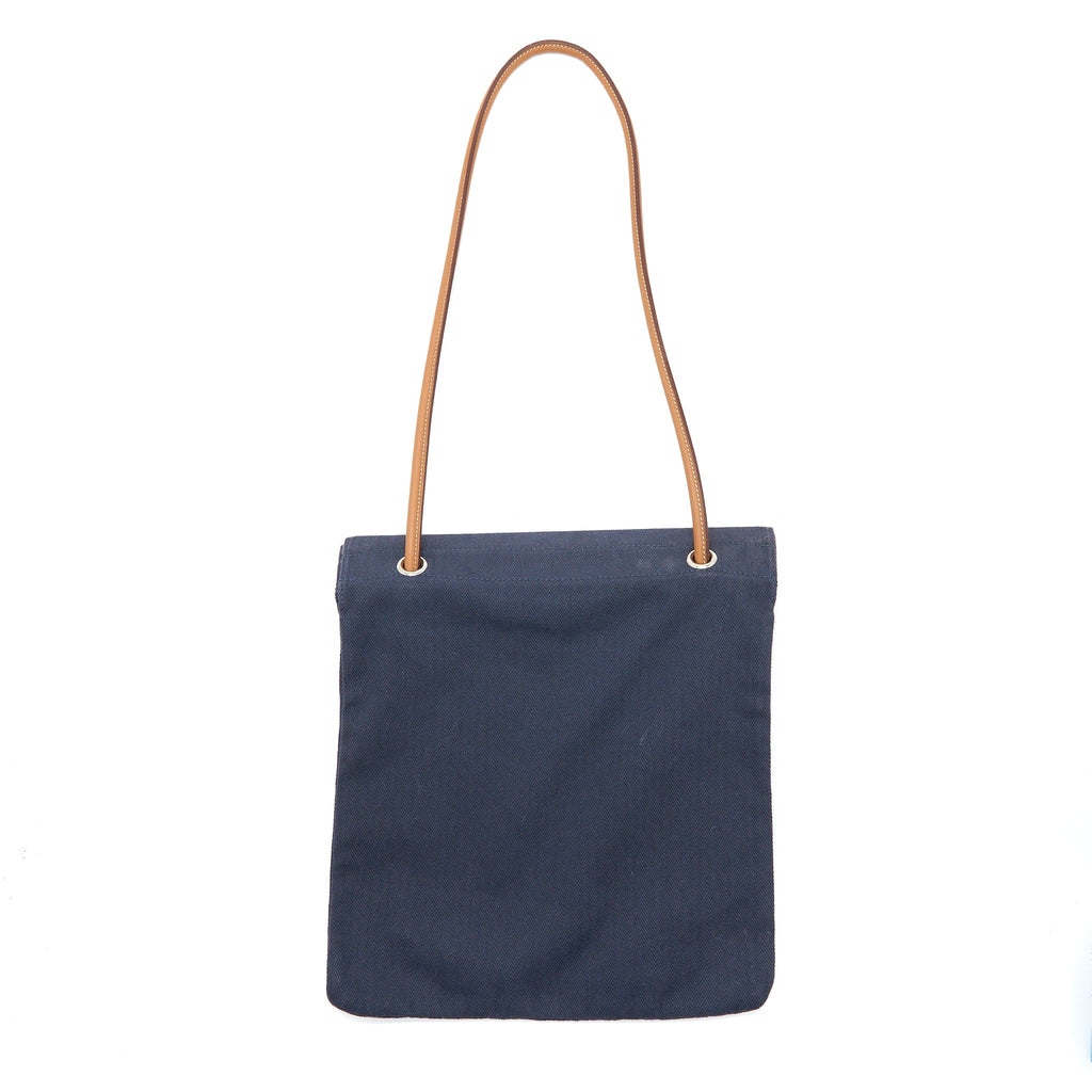 HERMES ALINE GROOMING BAG CANVAS/LEATHER NAVY/RED SHW