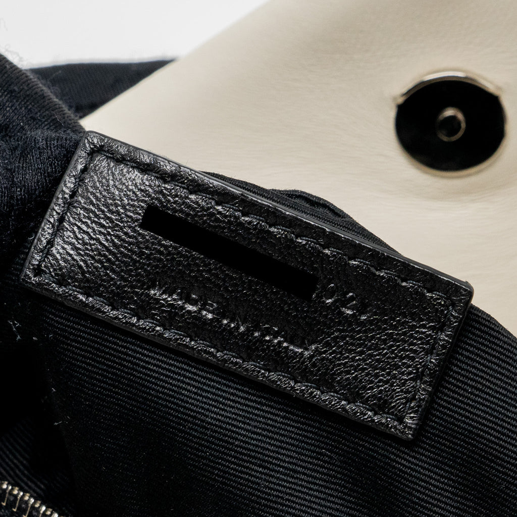 SAINT LAURENT SMALL LOULOU PUFFER SHOULDER BAG LAMBSKIN BLANC VINTAGE RUTHENIUM HARDWARE