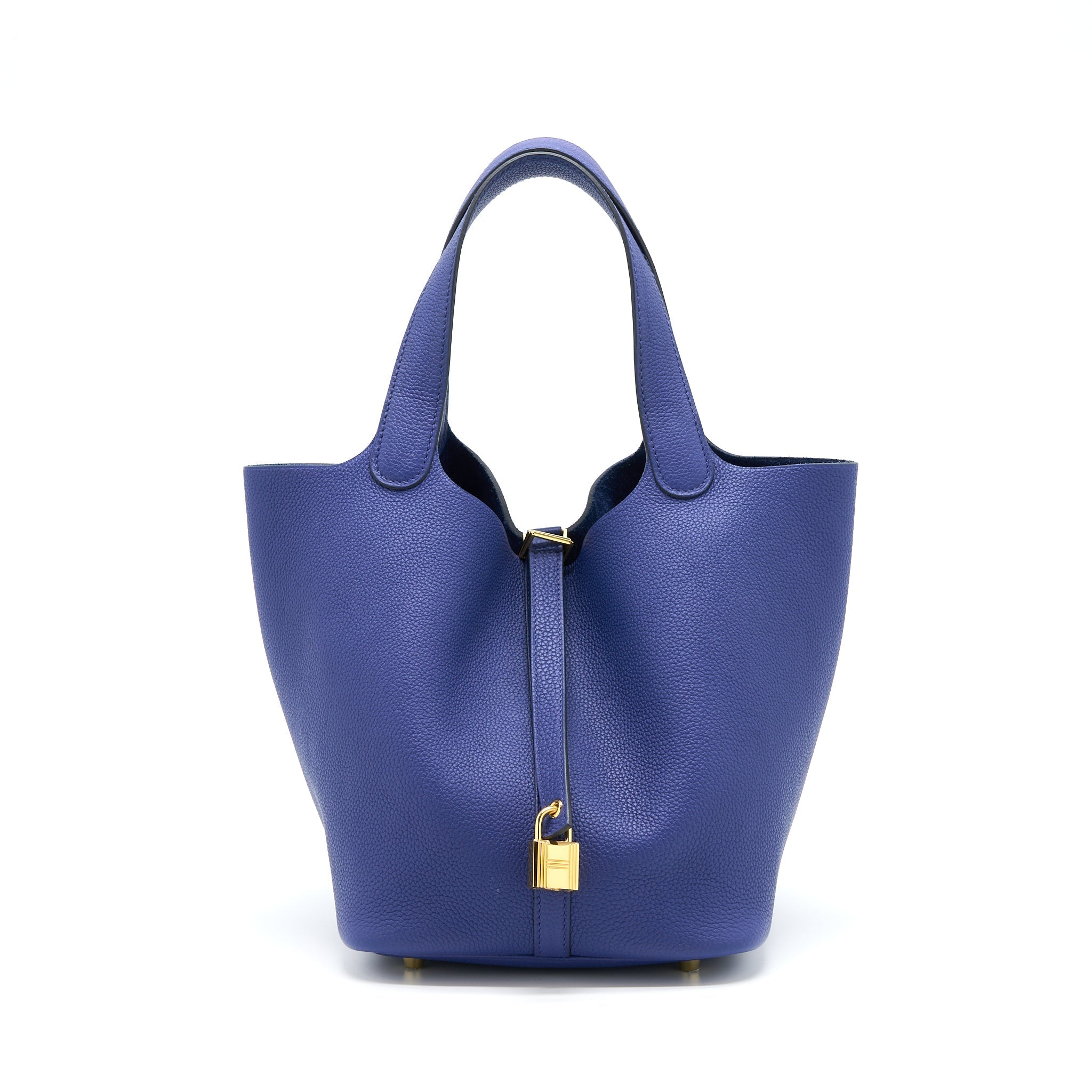 HERMES PICOTIN 22 LOCK BAG TAURILLON MAURICE BLUE SAPHIR GHW