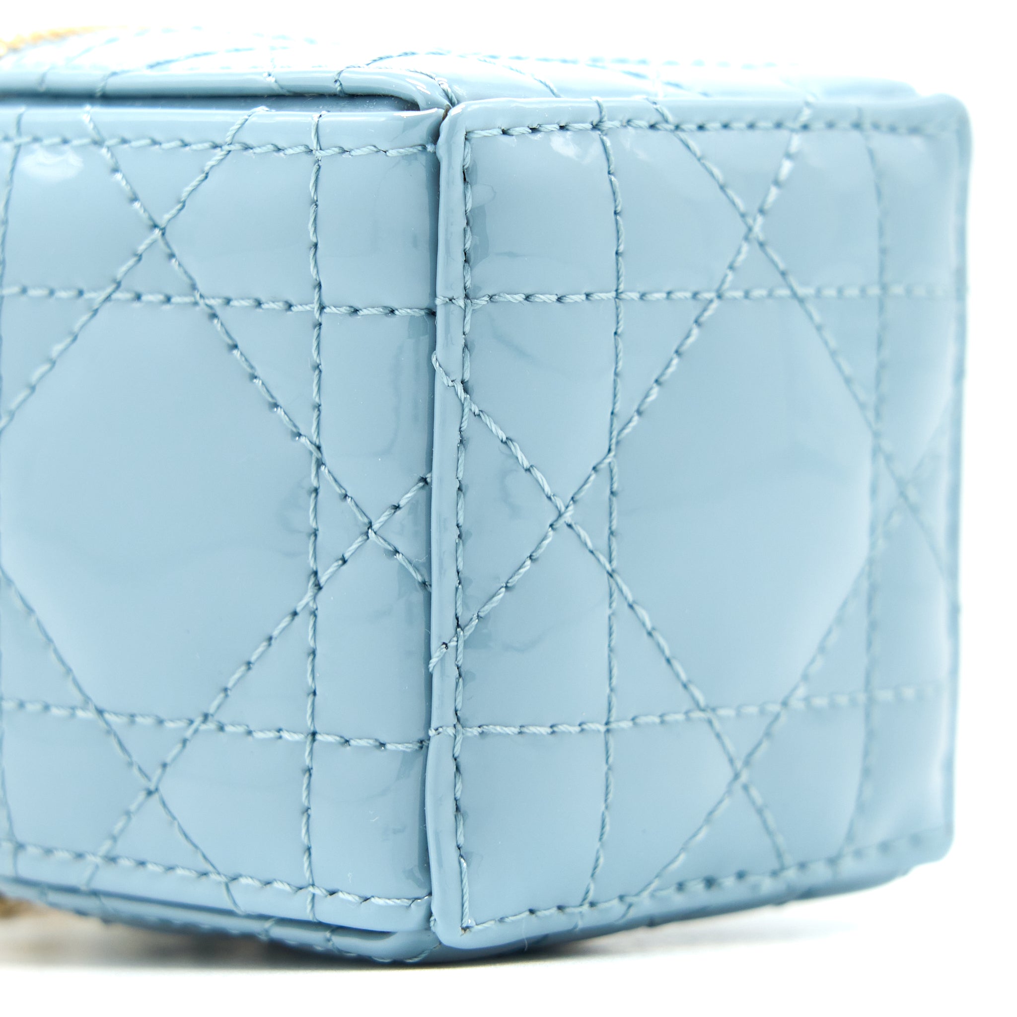 DIOR SQUARE COIN PURSE PATENT BLUE LGHW