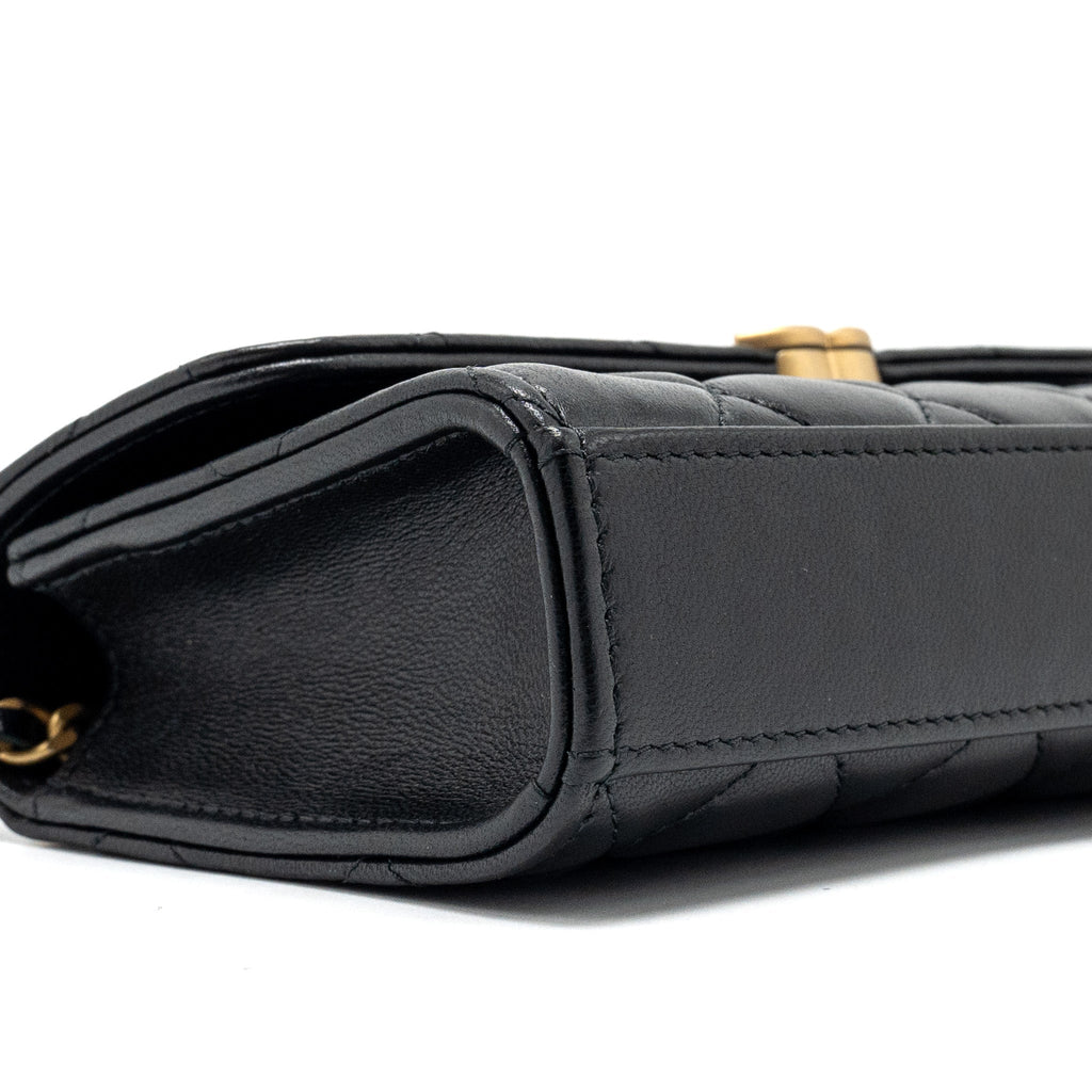 CHANEL 22B ENAMEL TOP HANDLE FLAP BAG LAMBSKIN BLACK GHW (MICROCHIP)