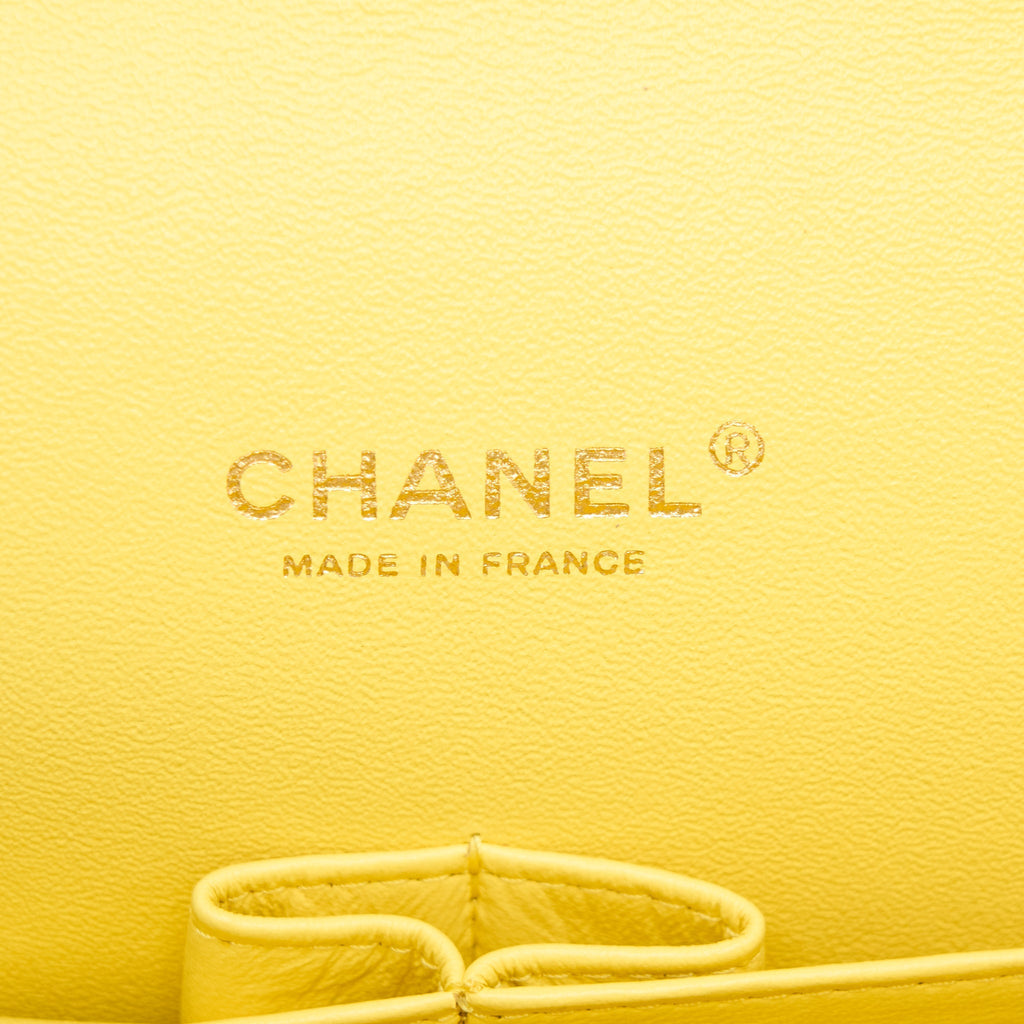 CHANEL MAXI CLASSIC DOUBLE FLAP BAG LAMBSKIN YELLOW LGHW
