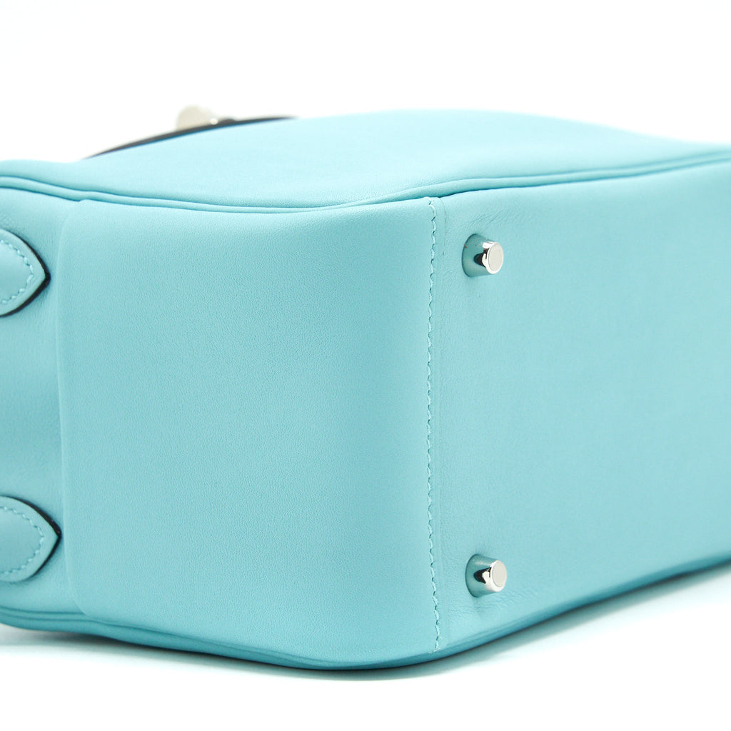 HERMES MINI LINDY SWIFT LEATHER 3P BLUE ATOLL SHW