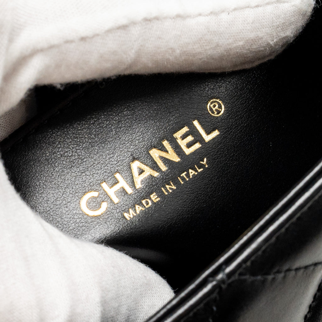 CHANEL GOLD CRUSH FLAP BAG CALFSKIN BLACK GHW (MICROCHIP)