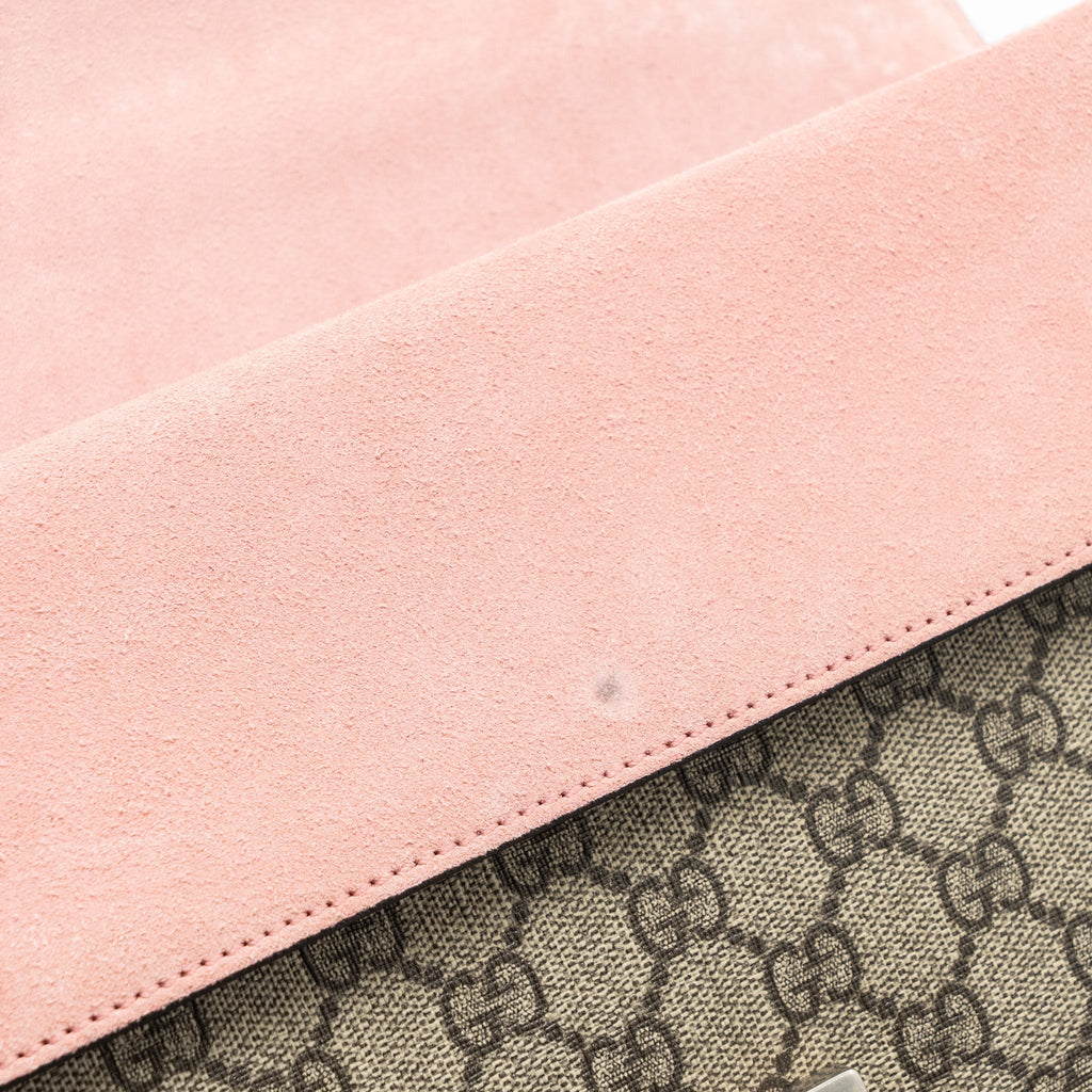 GUCCI DIONYSUS SHOULDER BAG GG SUPREME CANVAS/SUEDE PINK/BROWN LIMITED EDITION SHW