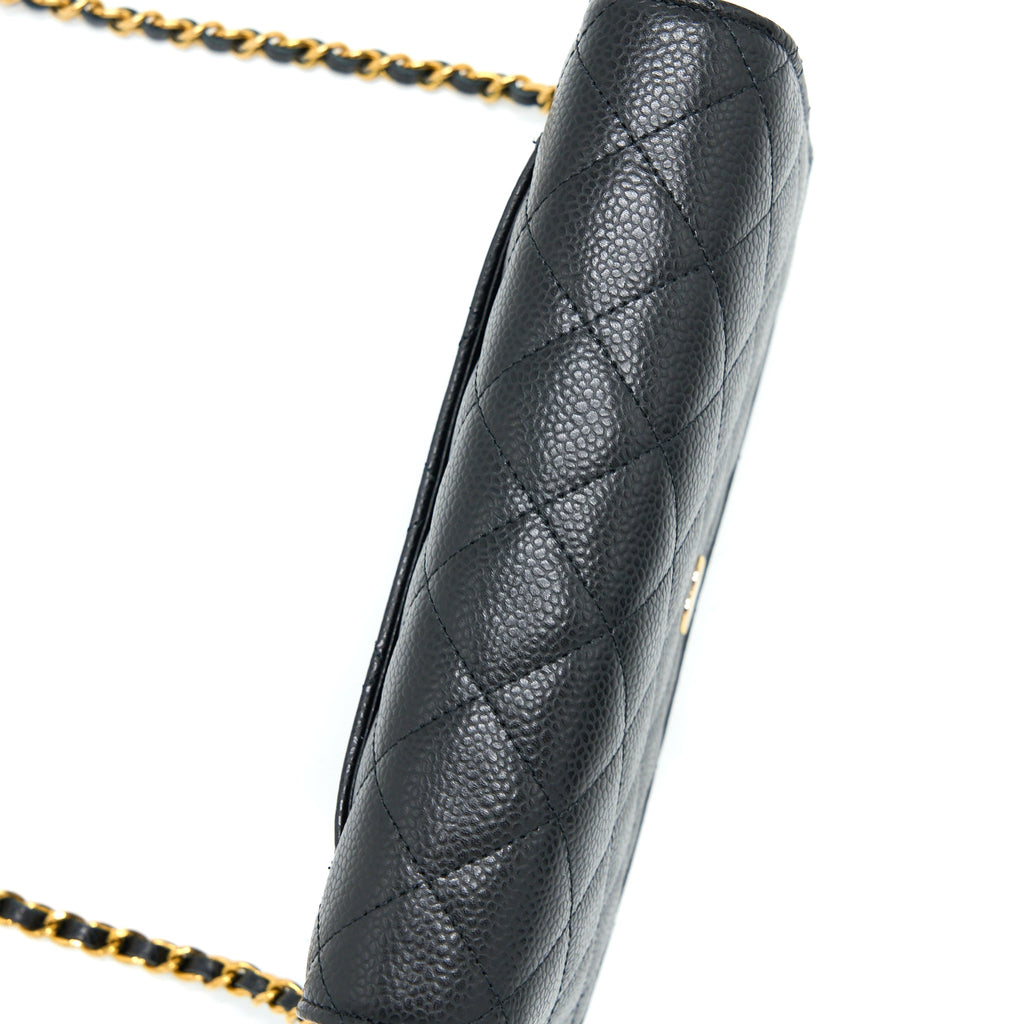 CHANEL CLASSIC WALLET ON CHAIN CAVIAR BLACK GHW (MICROCHIP)