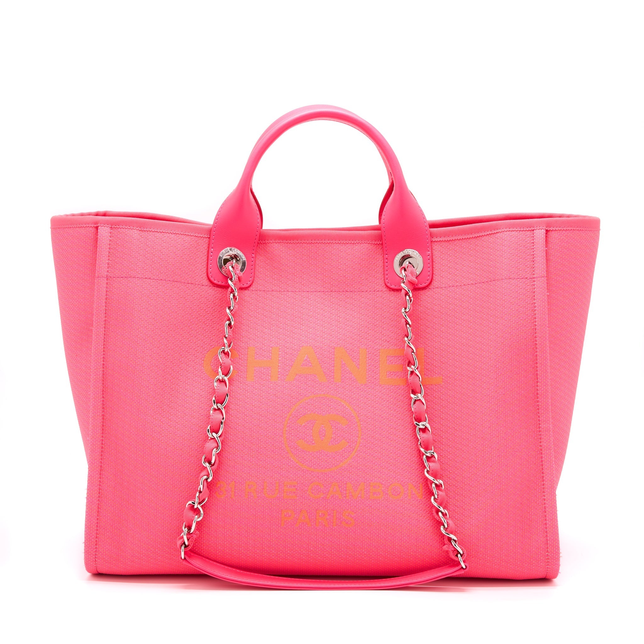 CHANEL DEAUVILLE TOTE BAG HOT PINK SHW
