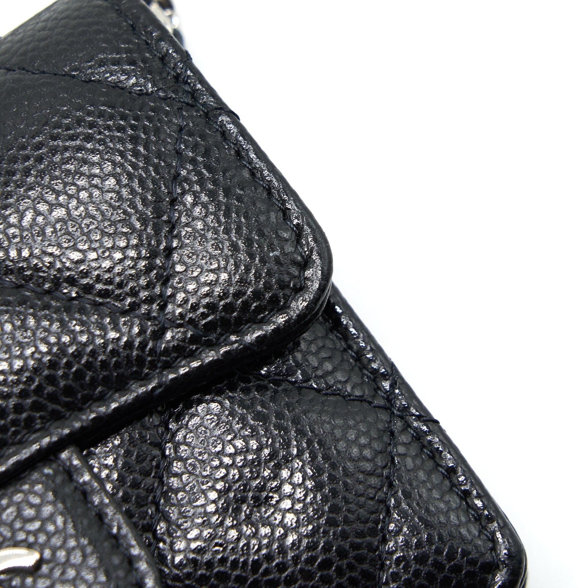 CHANEL CARD HOLDER WITH CHAIN BLACK CAVIAR SHW