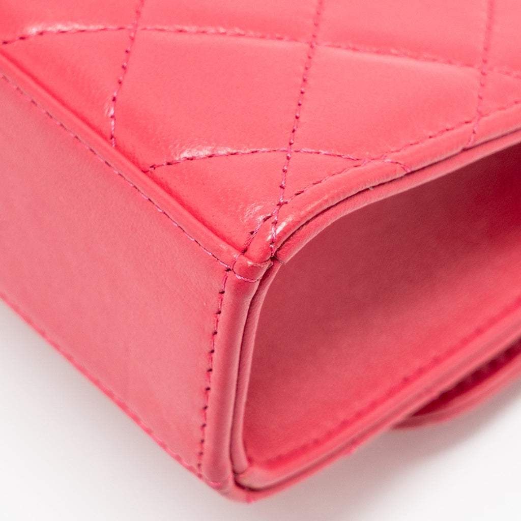 CHANEL MINI TRENDY CC CLUTCH WITH CHAIN LAMBSKIN PINK LGHW