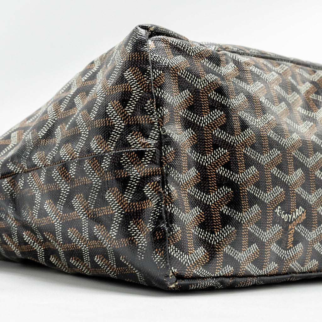 GOYARD SAINT LOUIS PM TOTE BAG GOYARDINE CANVAS / CALFSKIN BLACK SHW