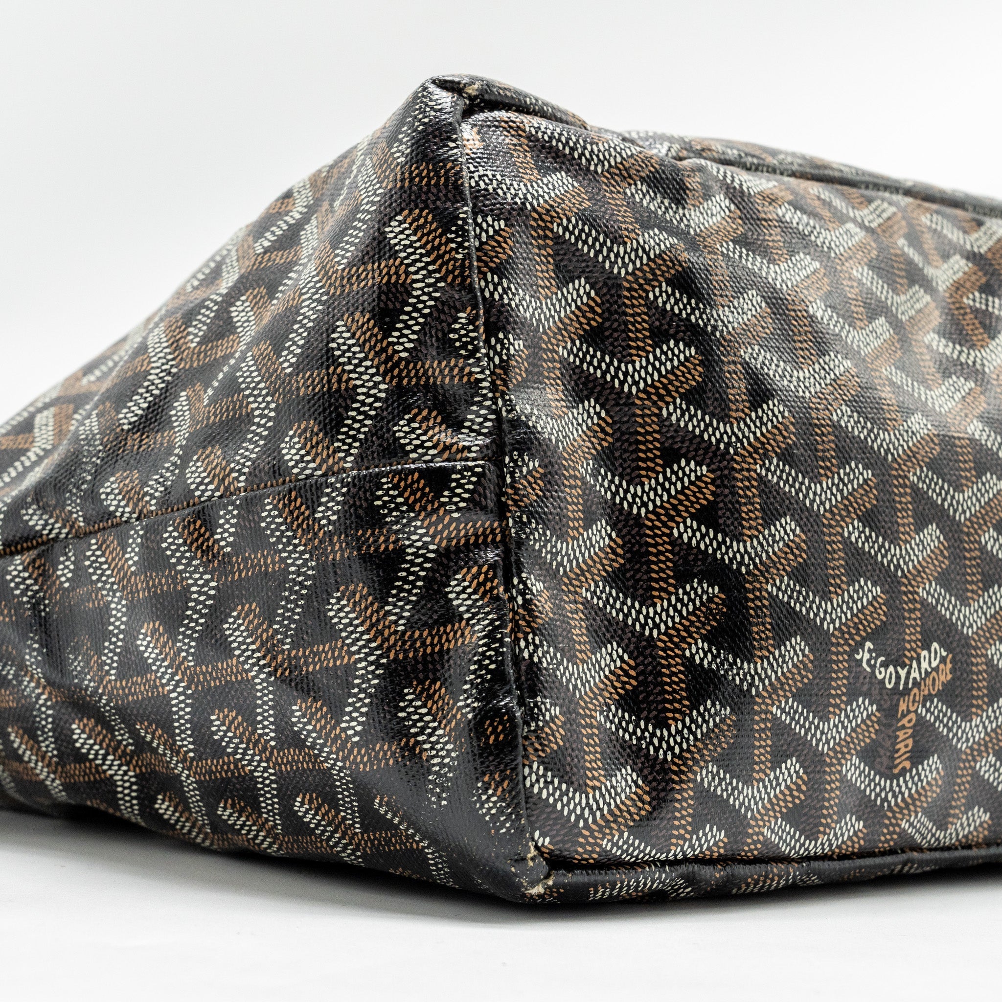 GOYARD SAINT LOUIS PM TOTE BAG GOYARDINE CANVAS / CALFSKIN BLACK SHW