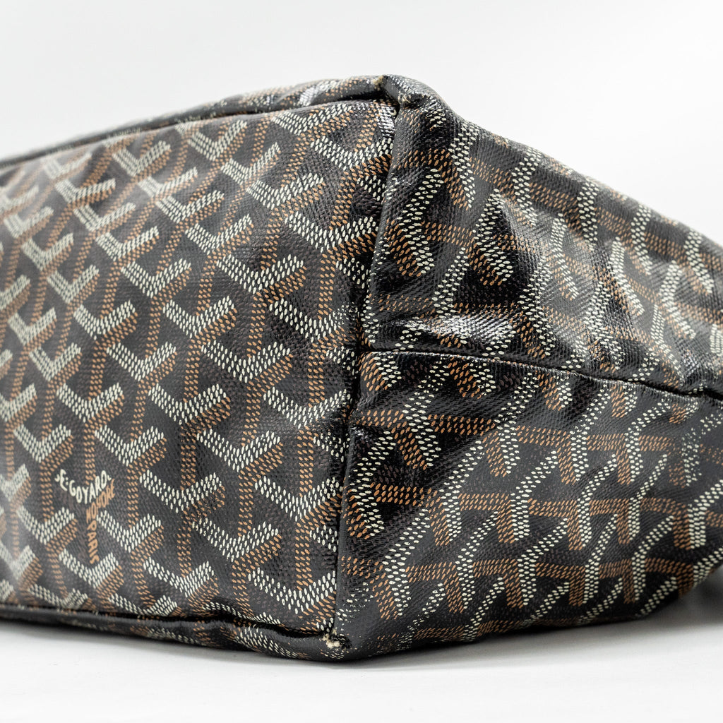 GOYARD SAINT LOUIS PM TOTE BAG GOYARDINE CANVAS / CALFSKIN BLACK SHW