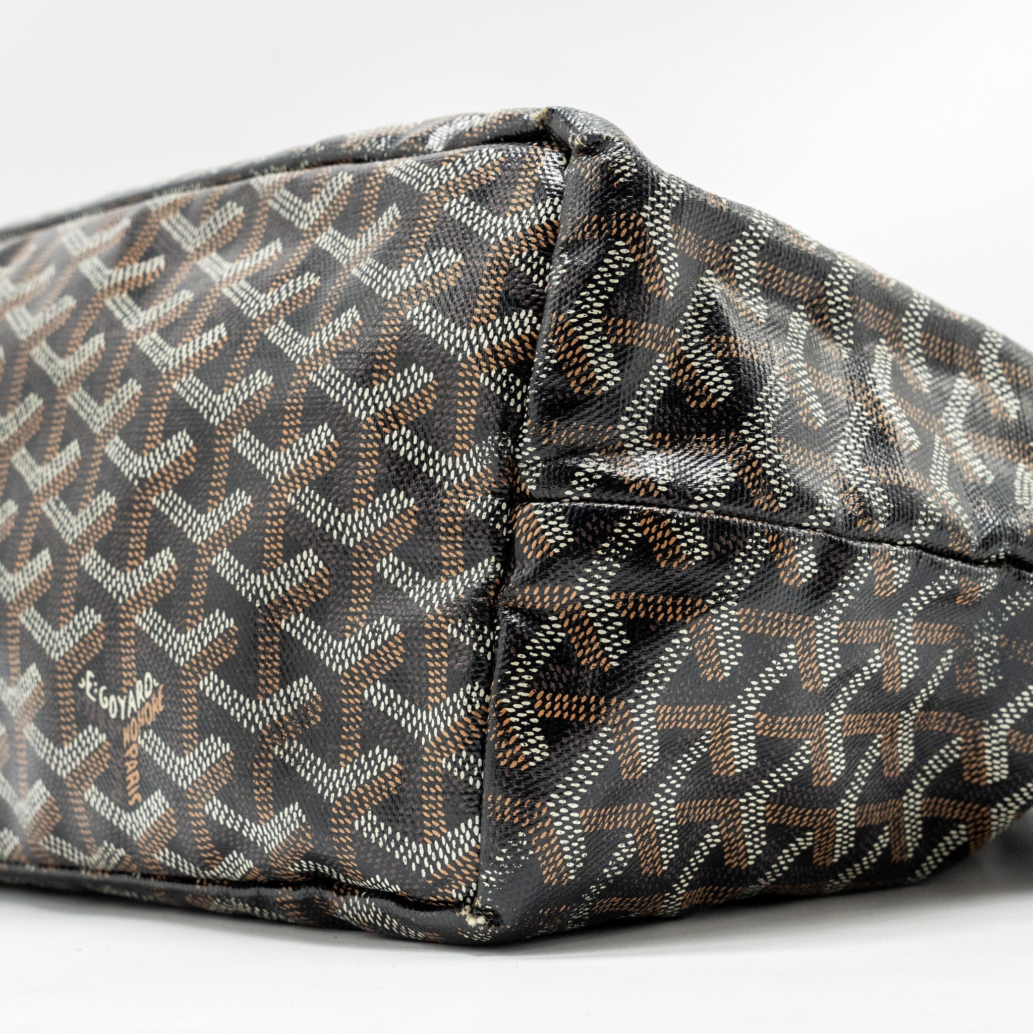 GOYARD SAINT LOUIS PM TOTE BAG GOYARDINE CANVAS / CALFSKIN BLACK SHW