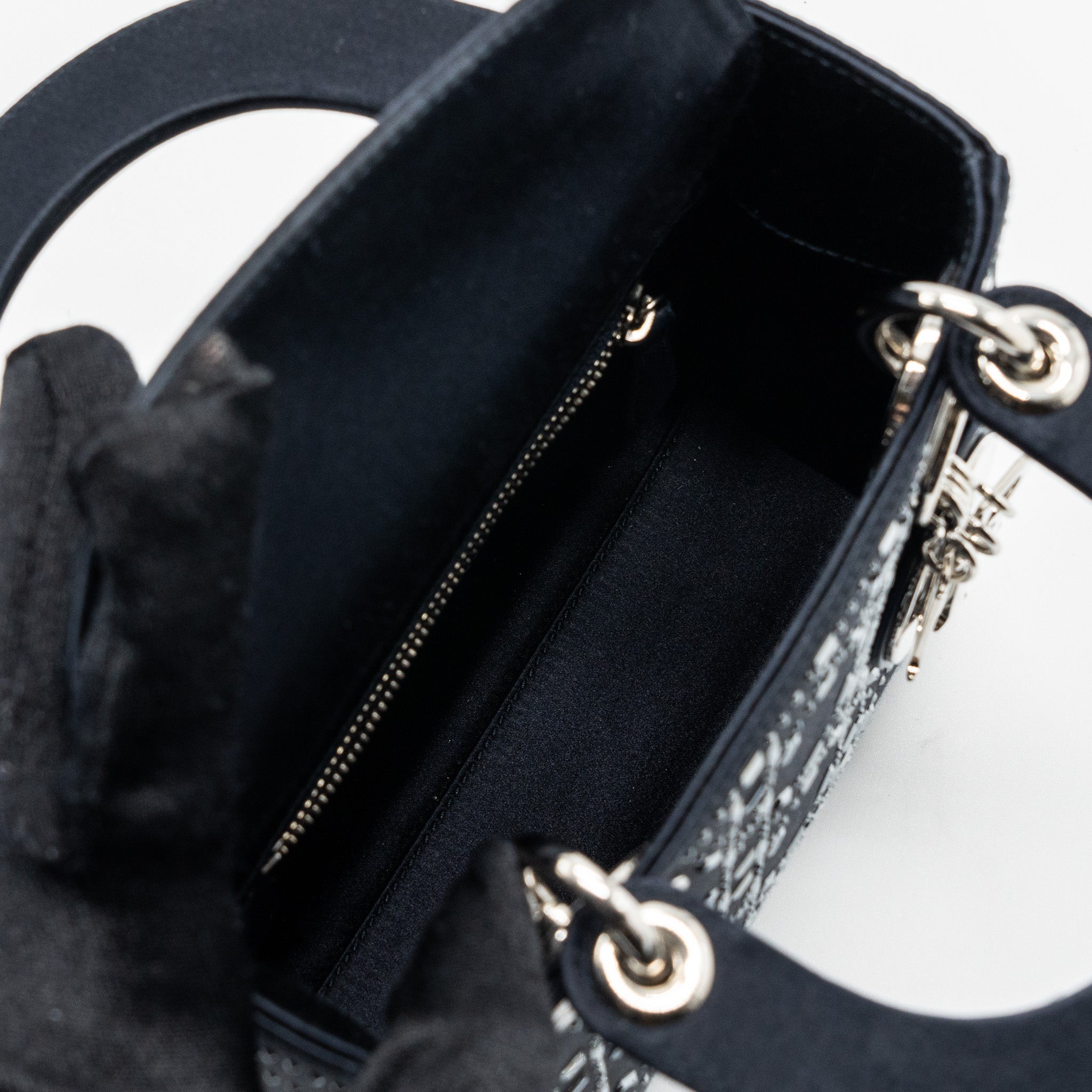 DIOR MINI LADY DIOR SATIN CRYSTAL DARK BLUE SHW