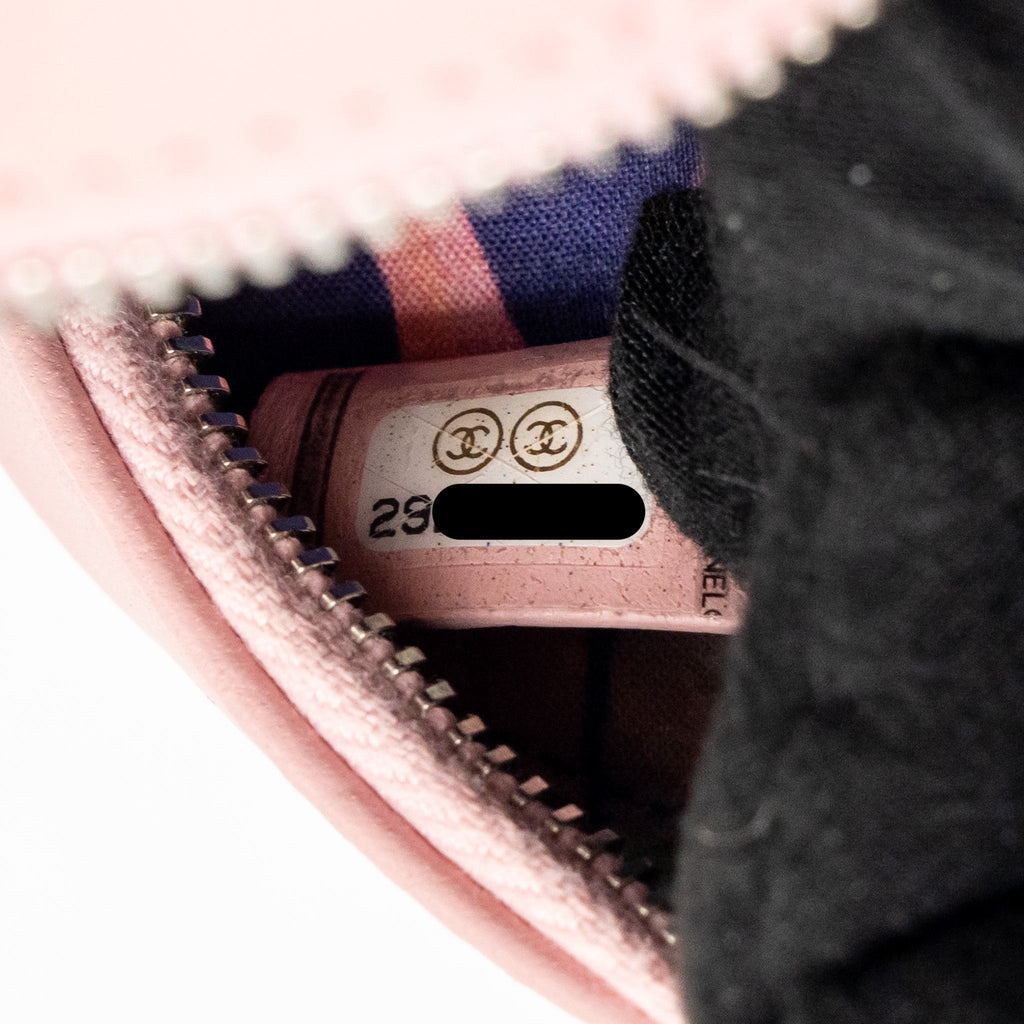 CHANEL MINI ROUND VANITY CLUTCH WITH CHAIN LAMBSKIN PINK SHW
