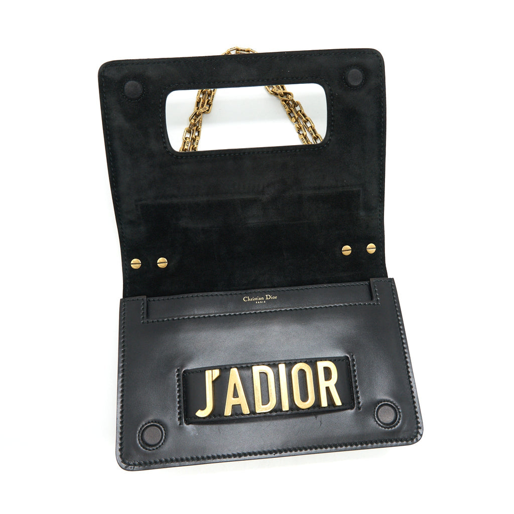 DIOR JADIOR FLAP BAG / CLUTCH WITH CHAIN BLACK GHW