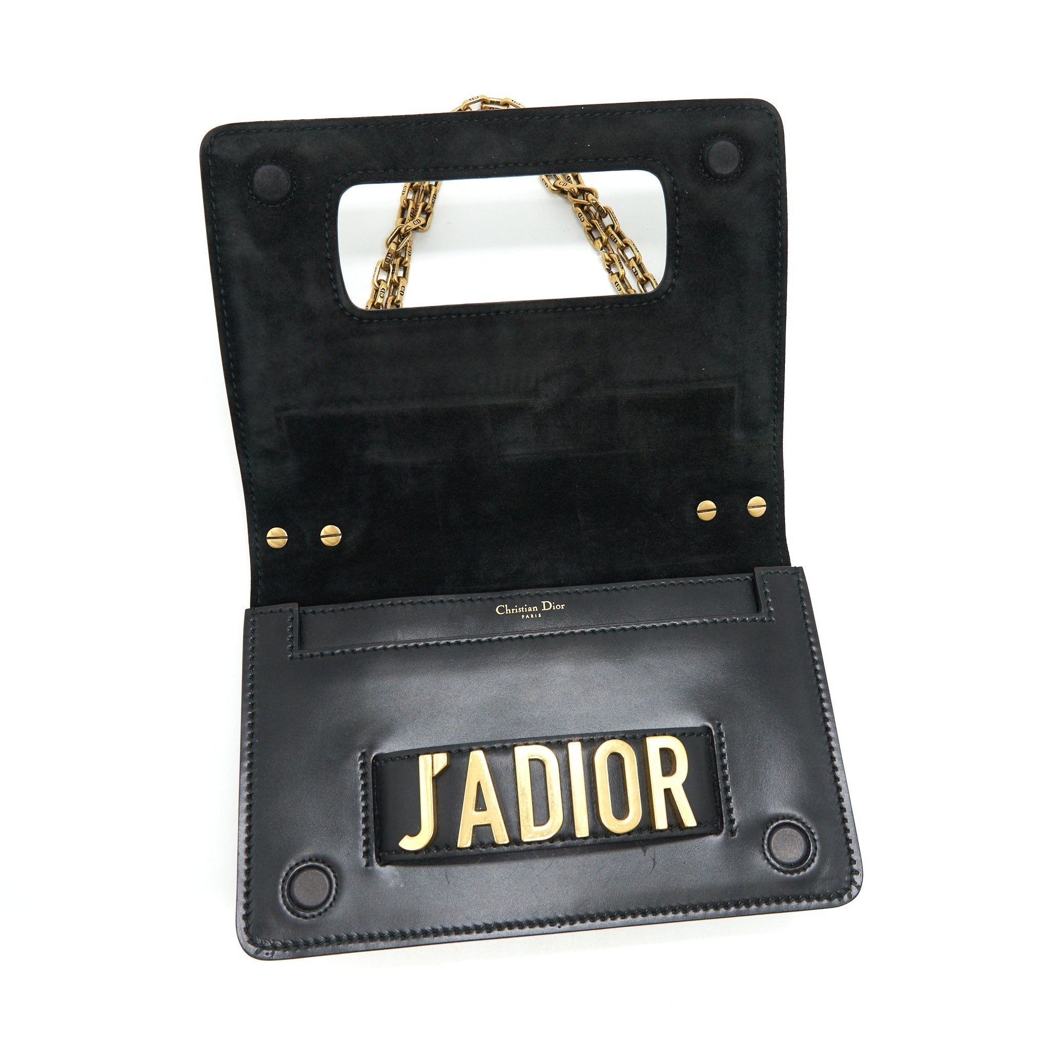 DIOR JADIOR FLAP BAG / CLUTCH WITH CHAIN BLACK GHW