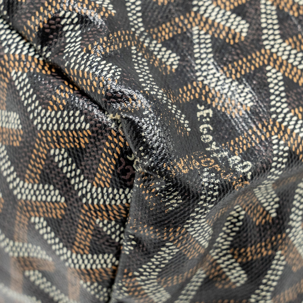 GOYARD SAINT LOUIS PM TOTE BAG GOYARDINE CANVAS / CALFSKIN BLACK SHW