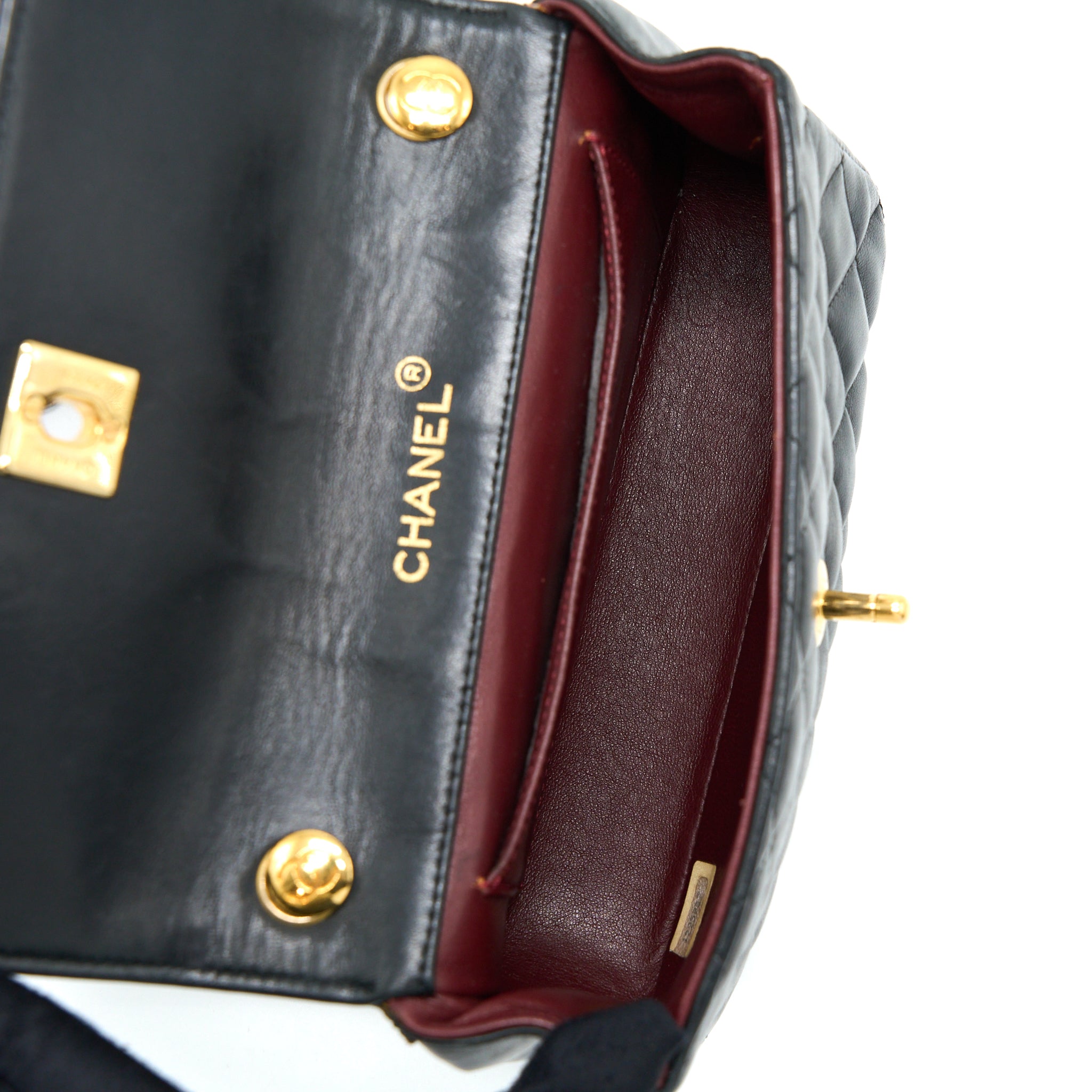 CHANEL VINTAGE MINI FLAP BAG LAMBSKIN BLACK GHW