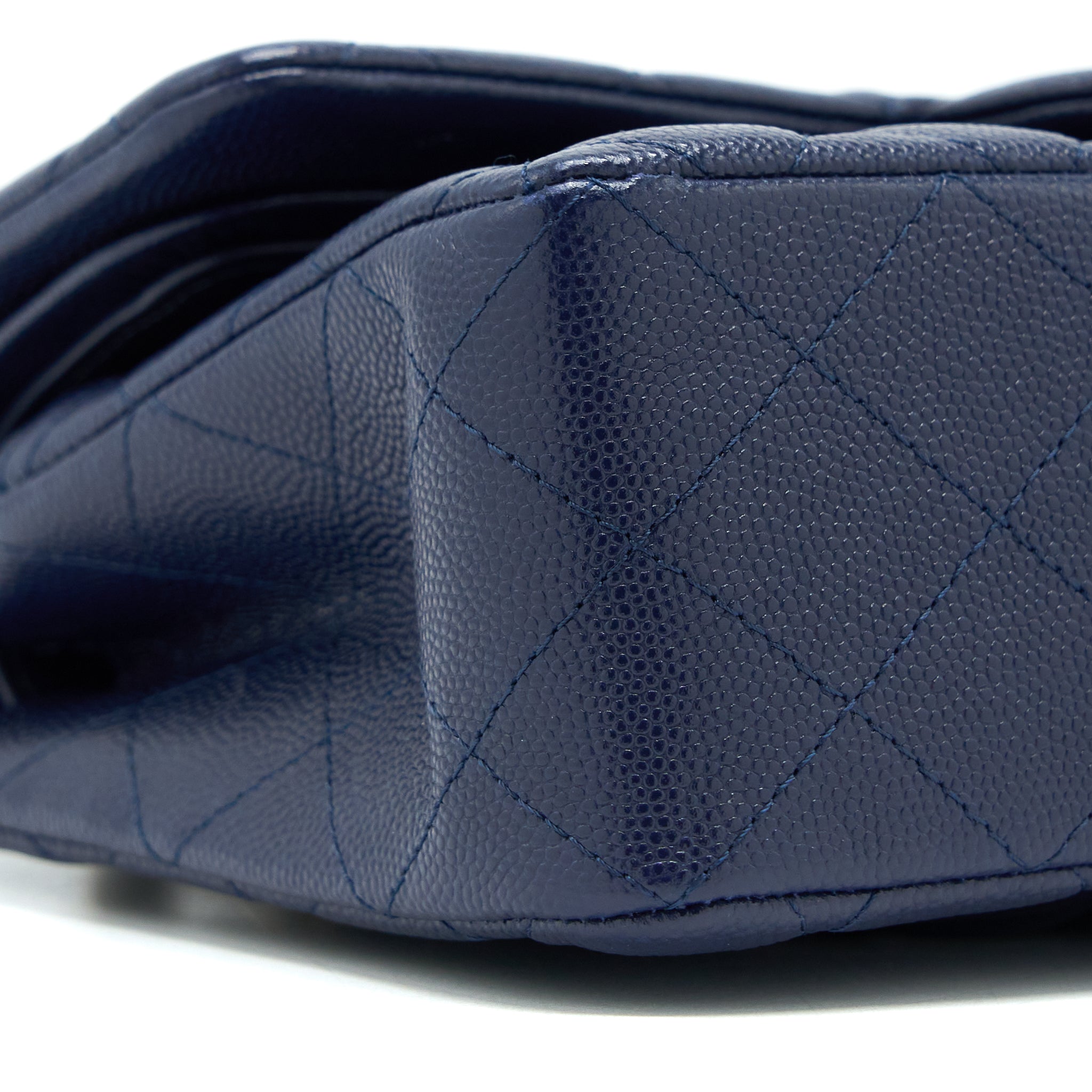 CHANEL SMALL CLASSIC DOUBLE FLAP BAG CAVIAR DARK BLUE LGHW