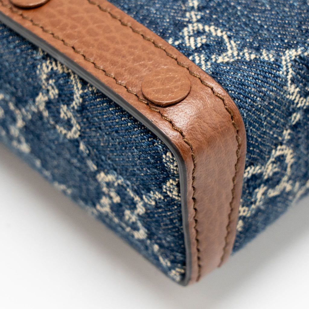 GUCCI HORSEBIT 1955 MINI BAG DENIM/CALFSKIN BLUE/BROWN GHW
