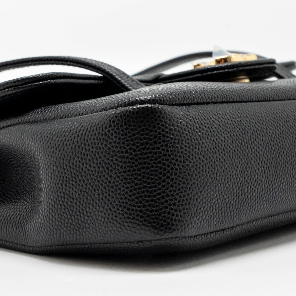CHANEL 26P PREPPY COCO CLUTCH SHOULDER BAG CAVIAR BLACK GHW (MICROCHIP)
