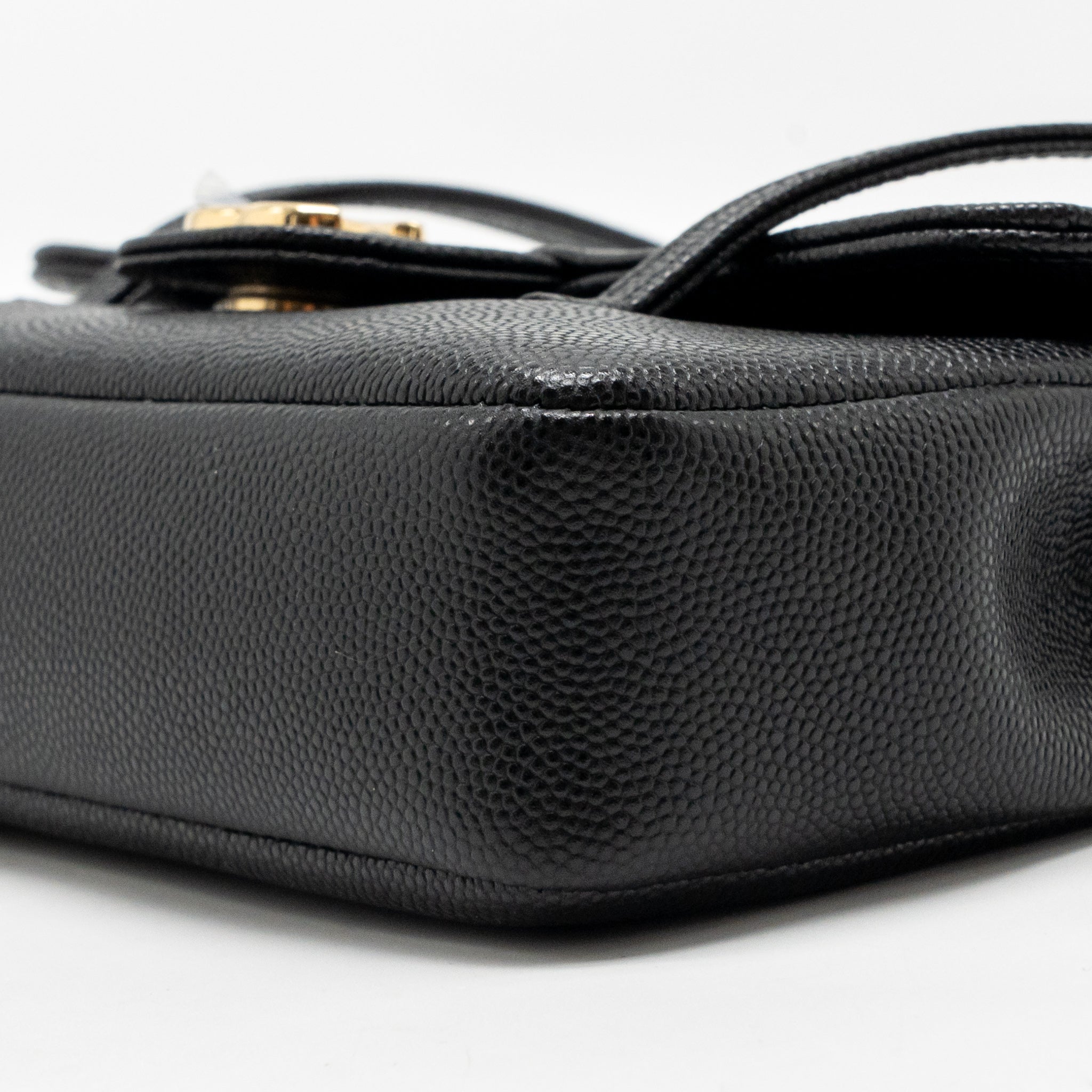 CHANEL 26P PREPPY COCO CLUTCH SHOULDER BAG CAVIAR BLACK GHW (MICROCHIP)