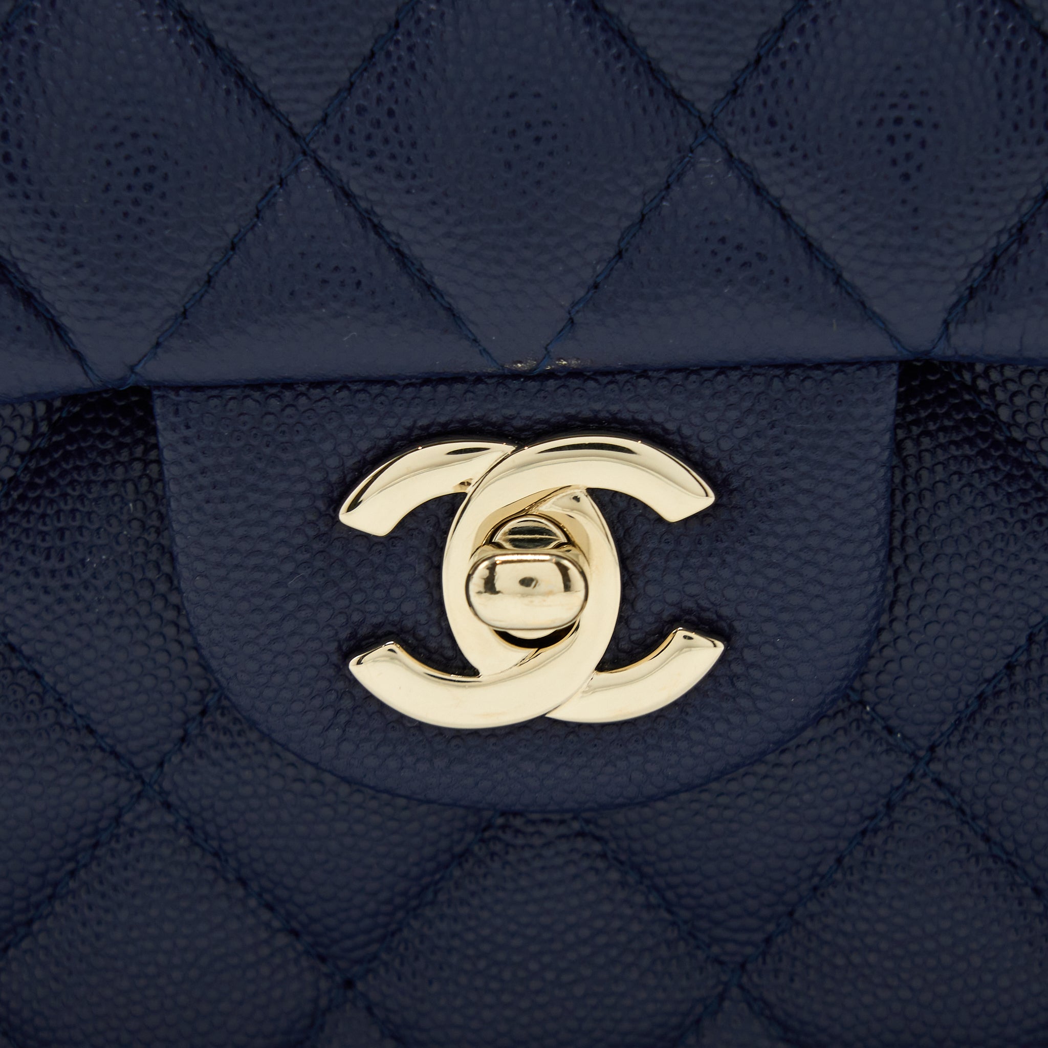 CHANEL SMALL CLASSIC DOUBLE FLAP BAG CAVIAR DARK BLUE LGHW
